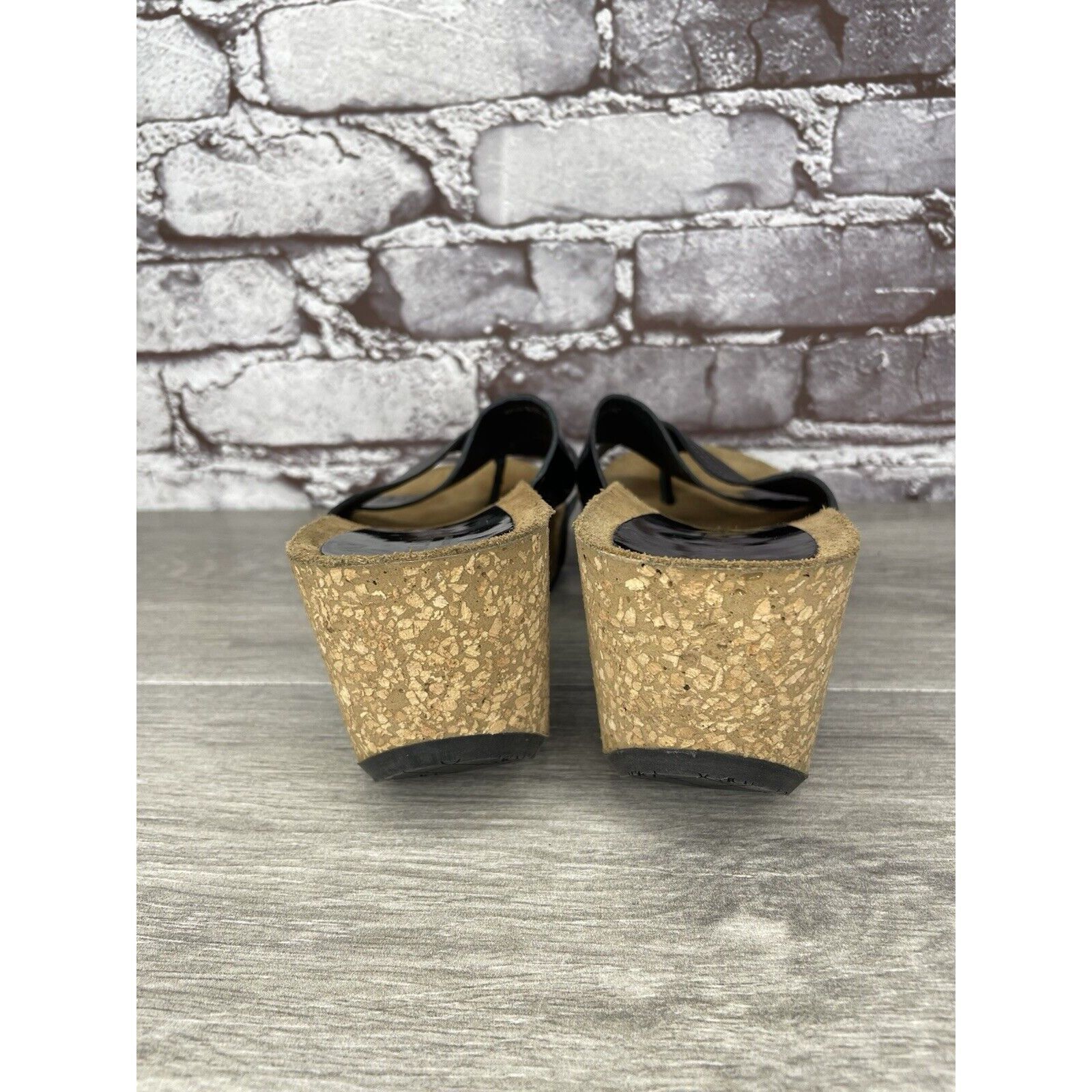 Donald Pliner Donald J. Pliner Gallo Black Patent Leather Toe Cork Wedge S Size US 8.5 / IT 38.5 - 3 Thumbnail