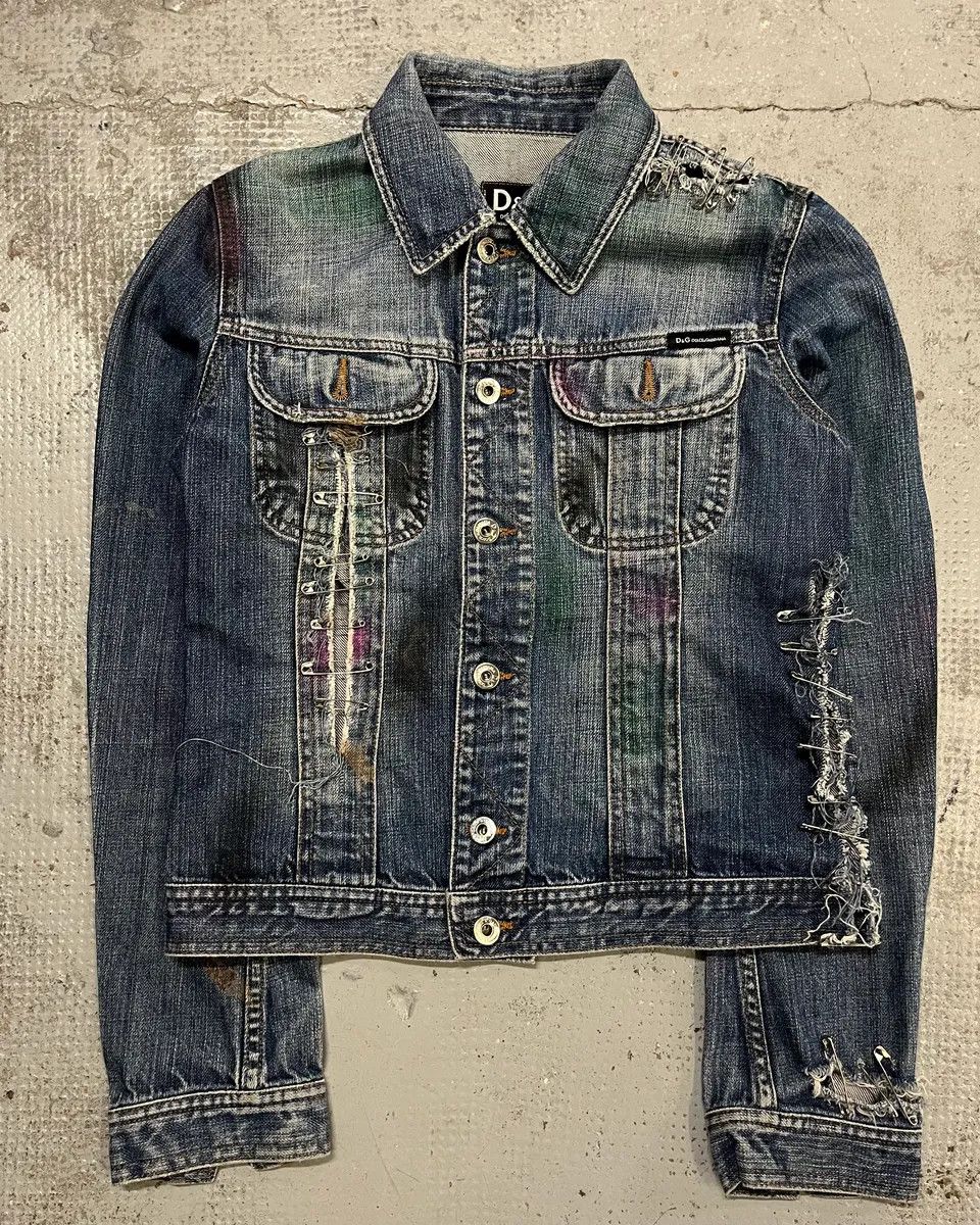 Dolce & Gabbana 2000s Dolce & Gabbana Safety Pin Blue Denim Jacket Size XS / US 0-2 / IT 36-38 - 4 Thumbnail
