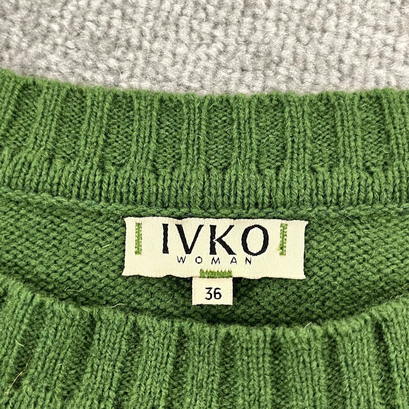 Vintage IVKO Sweater Womens Size 36 Small Green Intarsia Floral Wool Art Pullover Boho Size XS / US 0-2 / IT 36-38 - 3 Thumbnail