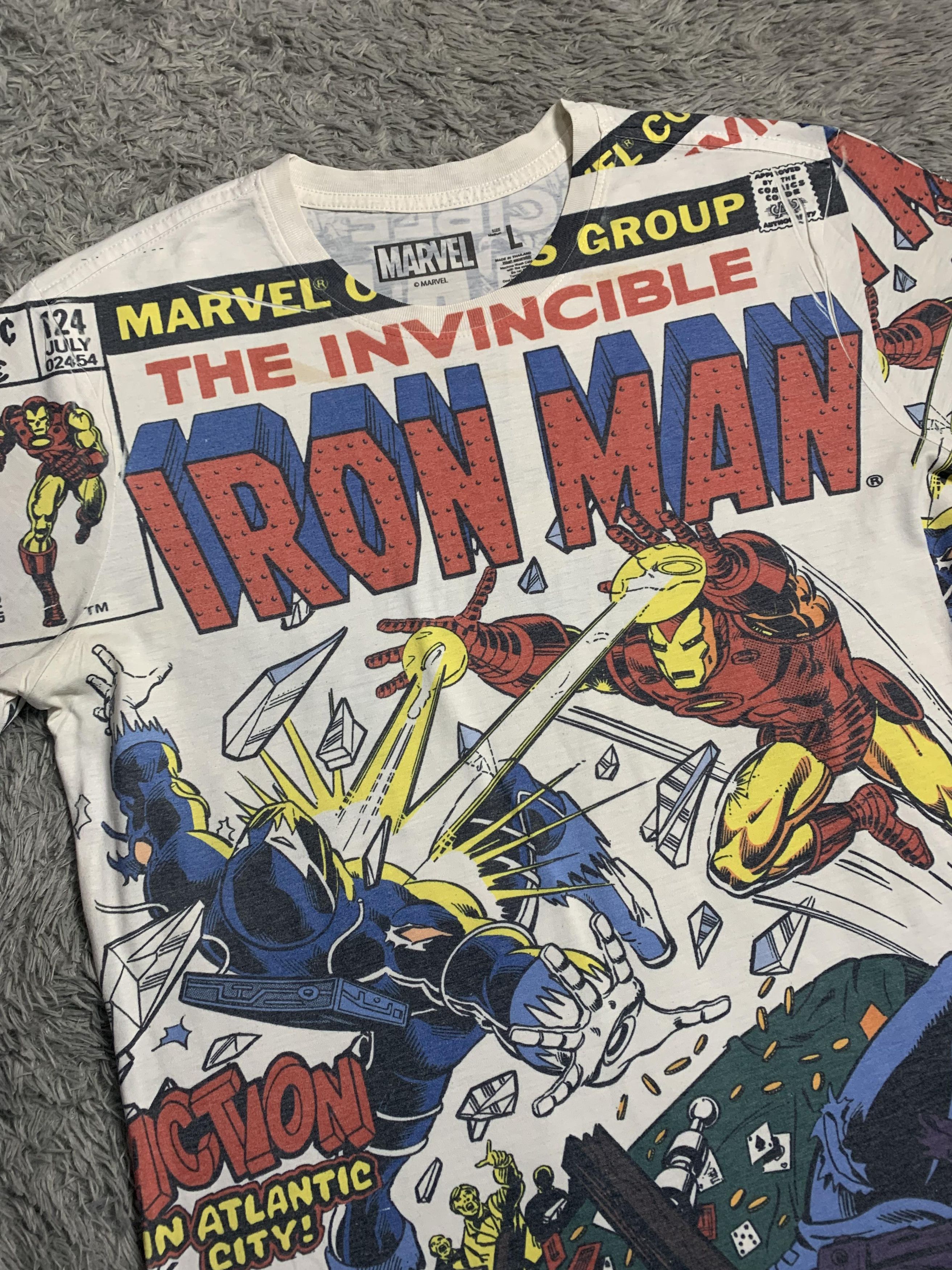 Vintage Vintage 90s Marvel Comics Iron Man All Over Print AOP Tee Size US L / EU 52-54 / 3 - 1 Thumbnail