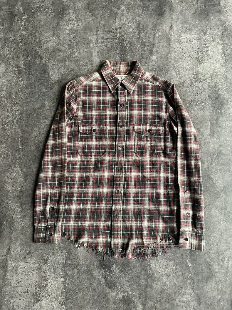 Saint Laurent Paris Saint Laurent Paris Fringe Destroyed Black and Red Plaid S Size US S / EU 44-46 / 1 - 1 Thumbnail