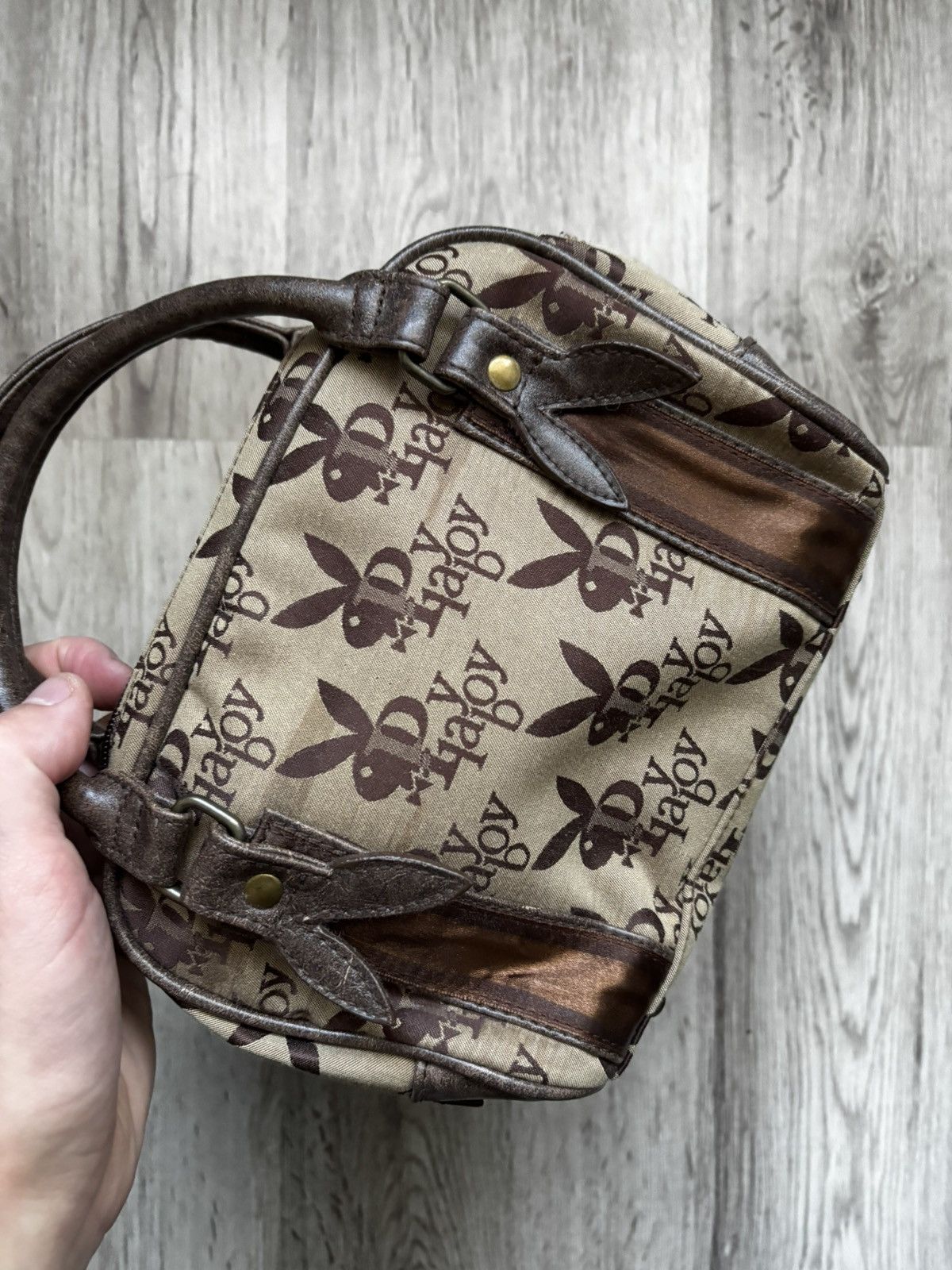 Playboy Playboy Monogram Mini Handbag Brown 2000s Vintage Size ONE SIZE - 10 Thumbnail