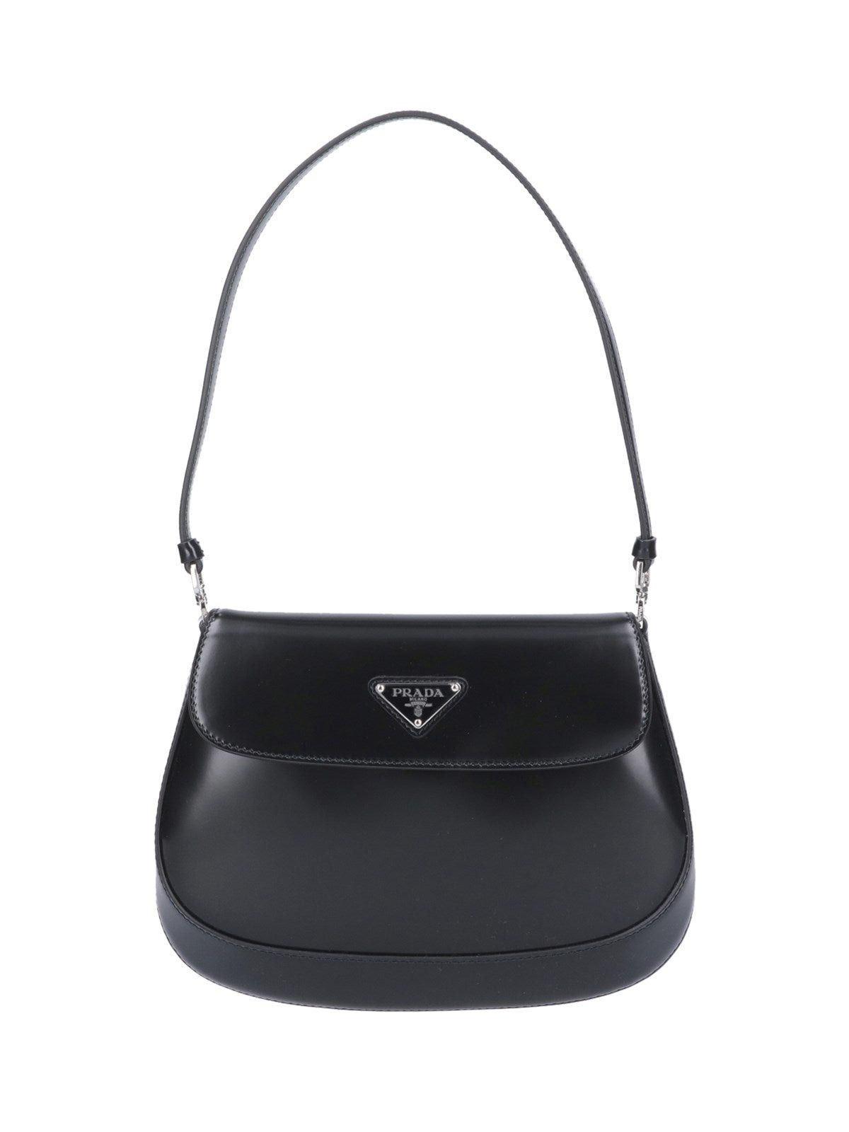 image of Prada Cleo Leather Shoulder Bag in Black, Women's