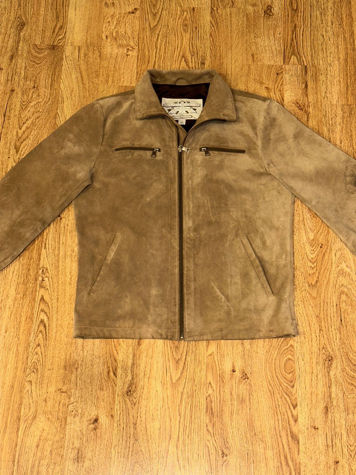 Vtg BANANA REPUBLIC Split Suede COWHIDE Leather Jacket Camel