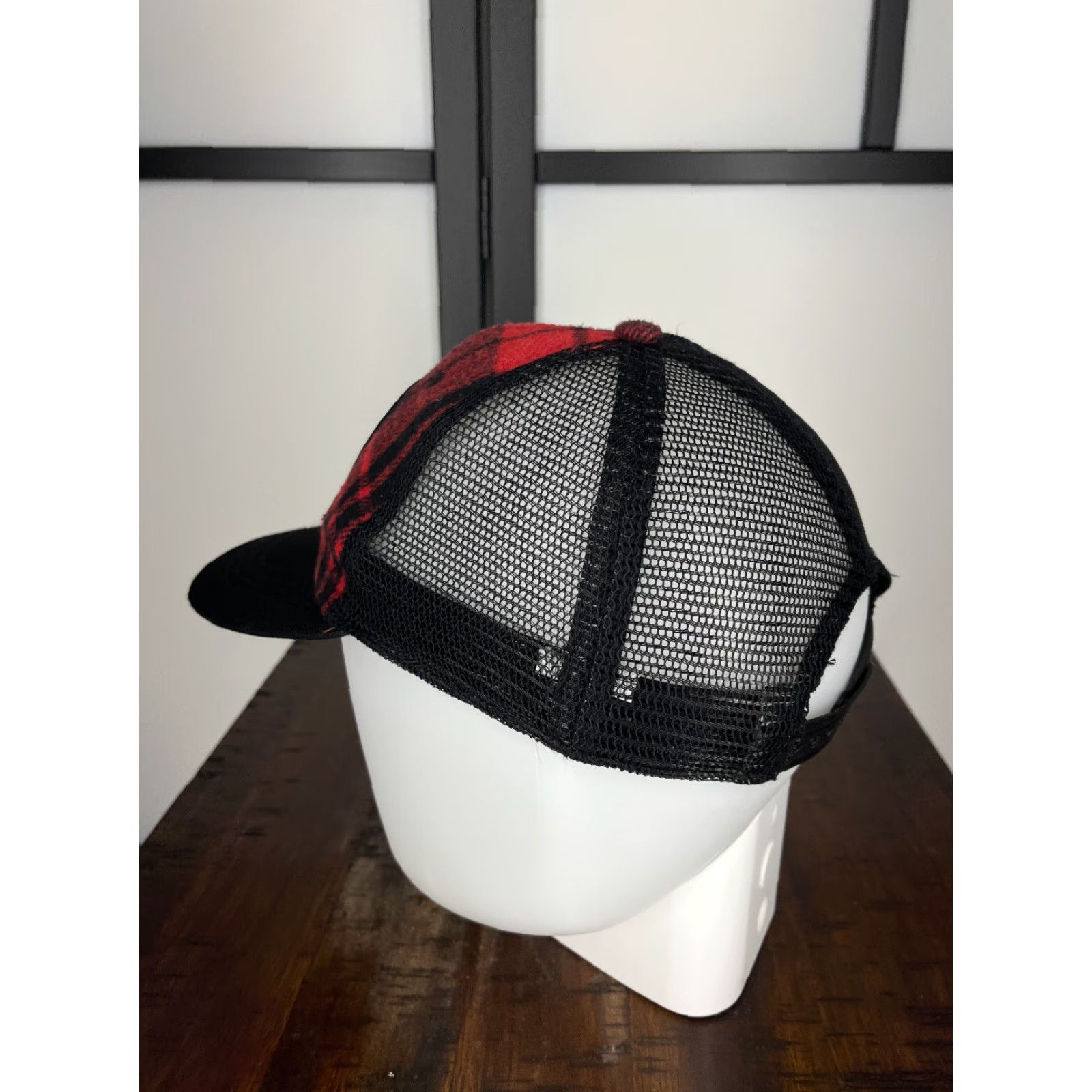 Walmart Explore Hood River Hat Cap Trucker Red Plaid One Size Poly Polyester Hat Cap Wool? Wait. Size ONE SIZE - 5 Thumbnail