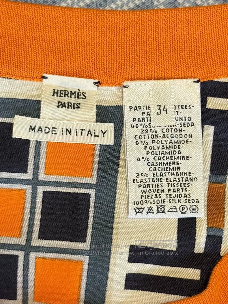Hermes Hermes orange geometric print dress, white background with Size XXS / US 00 / IT 34 - 7 Thumbnail