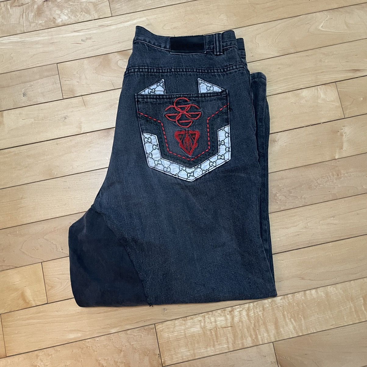 JNCO Baggy Gucci Custom Jeans Size US 35 - 3 Thumbnail