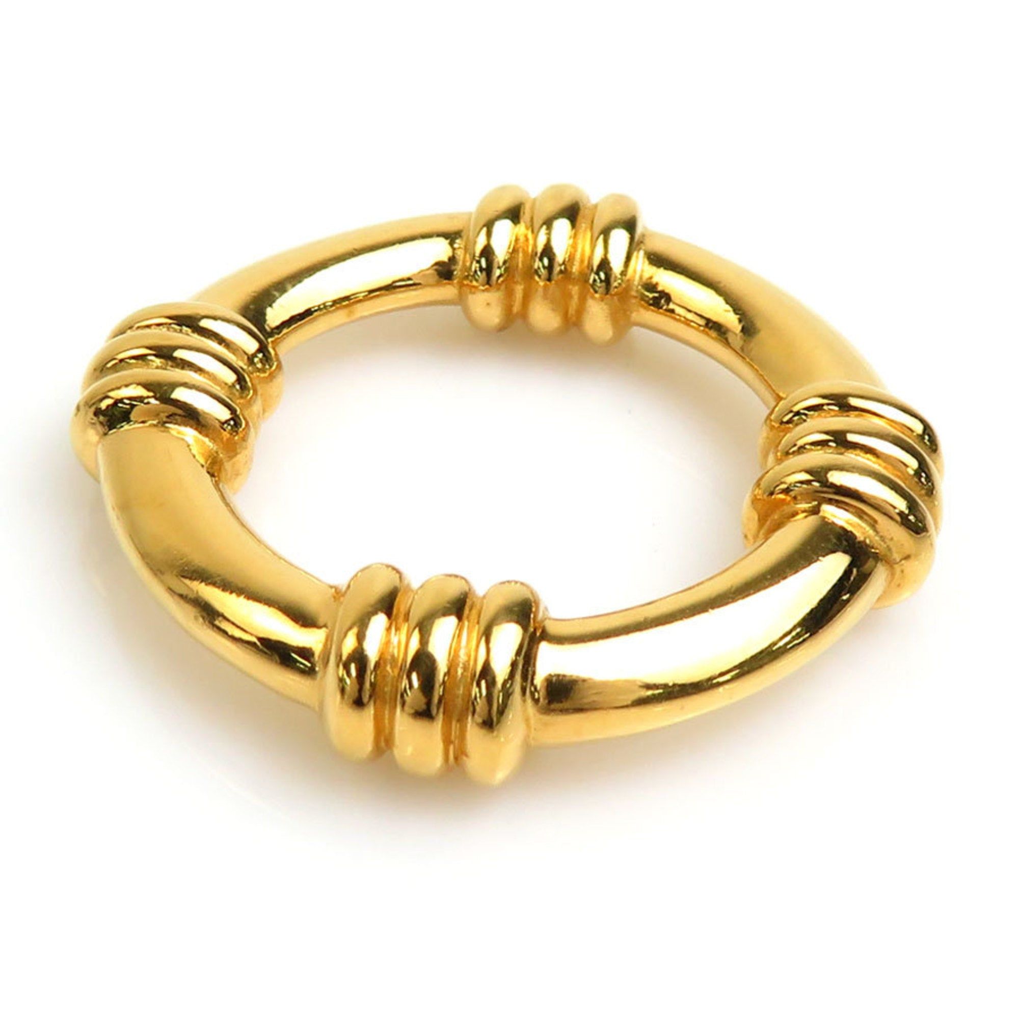 image of Hermes Scarf Muffler Ring Metal Gold Ladies in Black, Women's