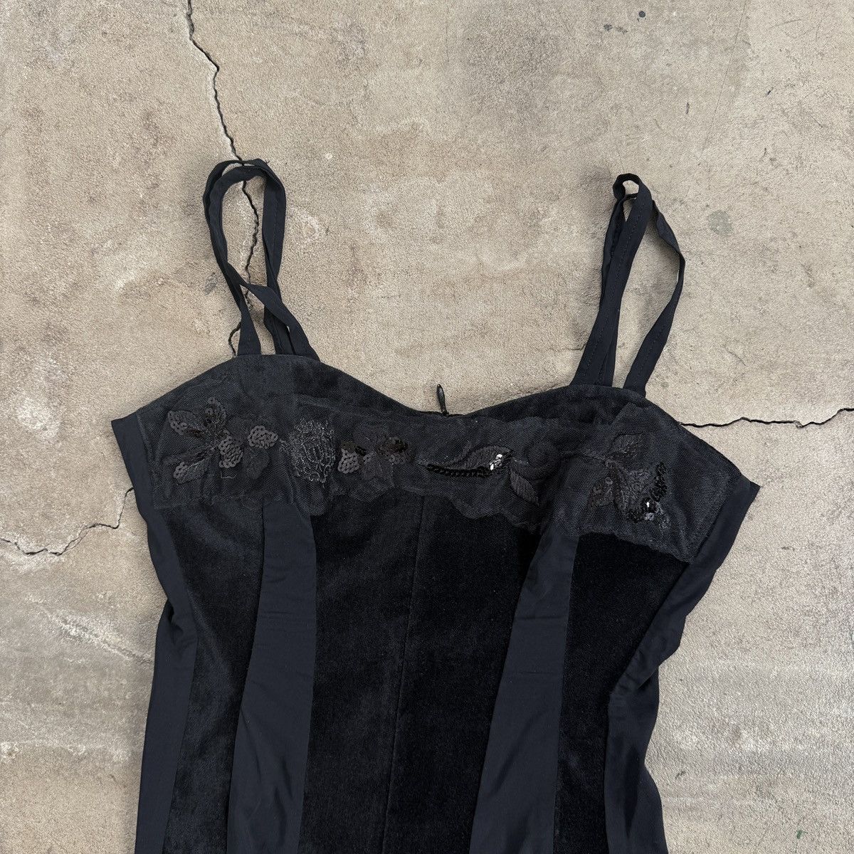 Vintage Sandro Ferrone Italy Black Corset Tank Top Size M / US 6-8 / IT 42-44 - 3 Thumbnail