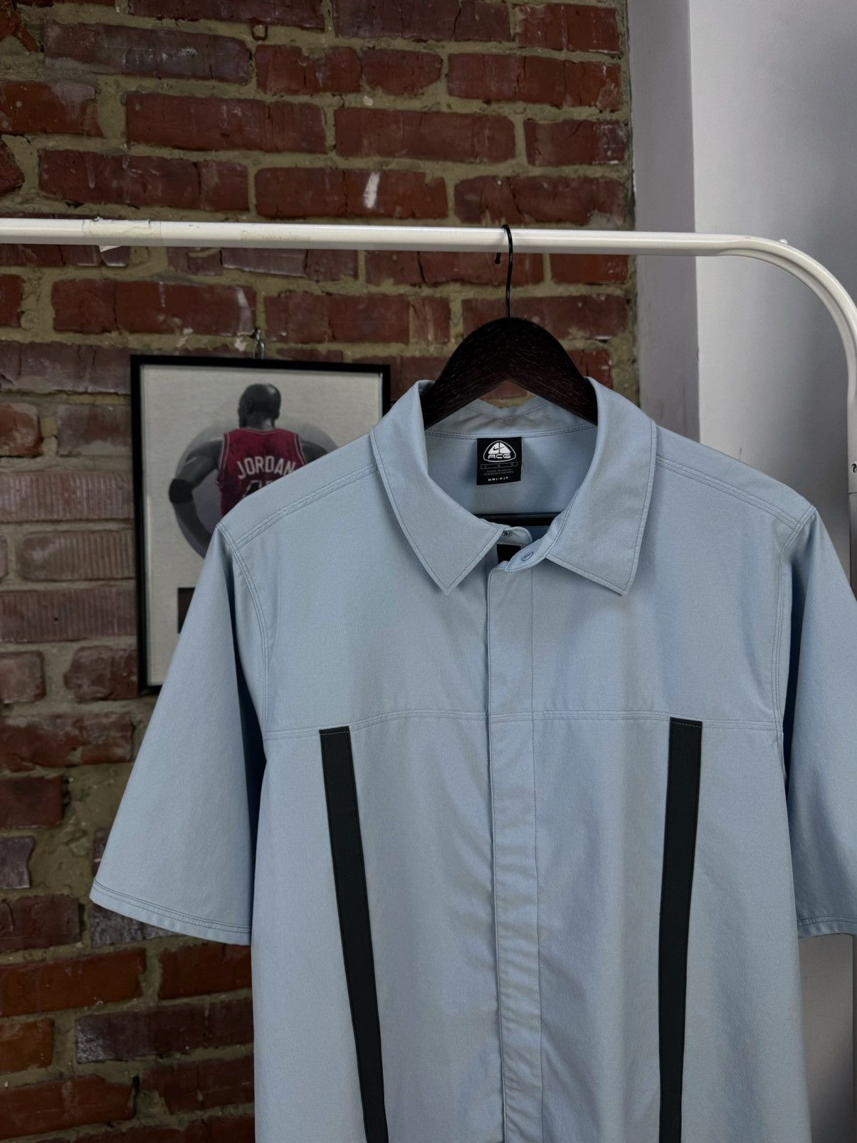 Nike ACG × Vintage NIKE ACG Dri-Fit Vintage Blue Short Sleeve Shirt Size US L / EU 52-54 / 3 - 3 Thumbnail