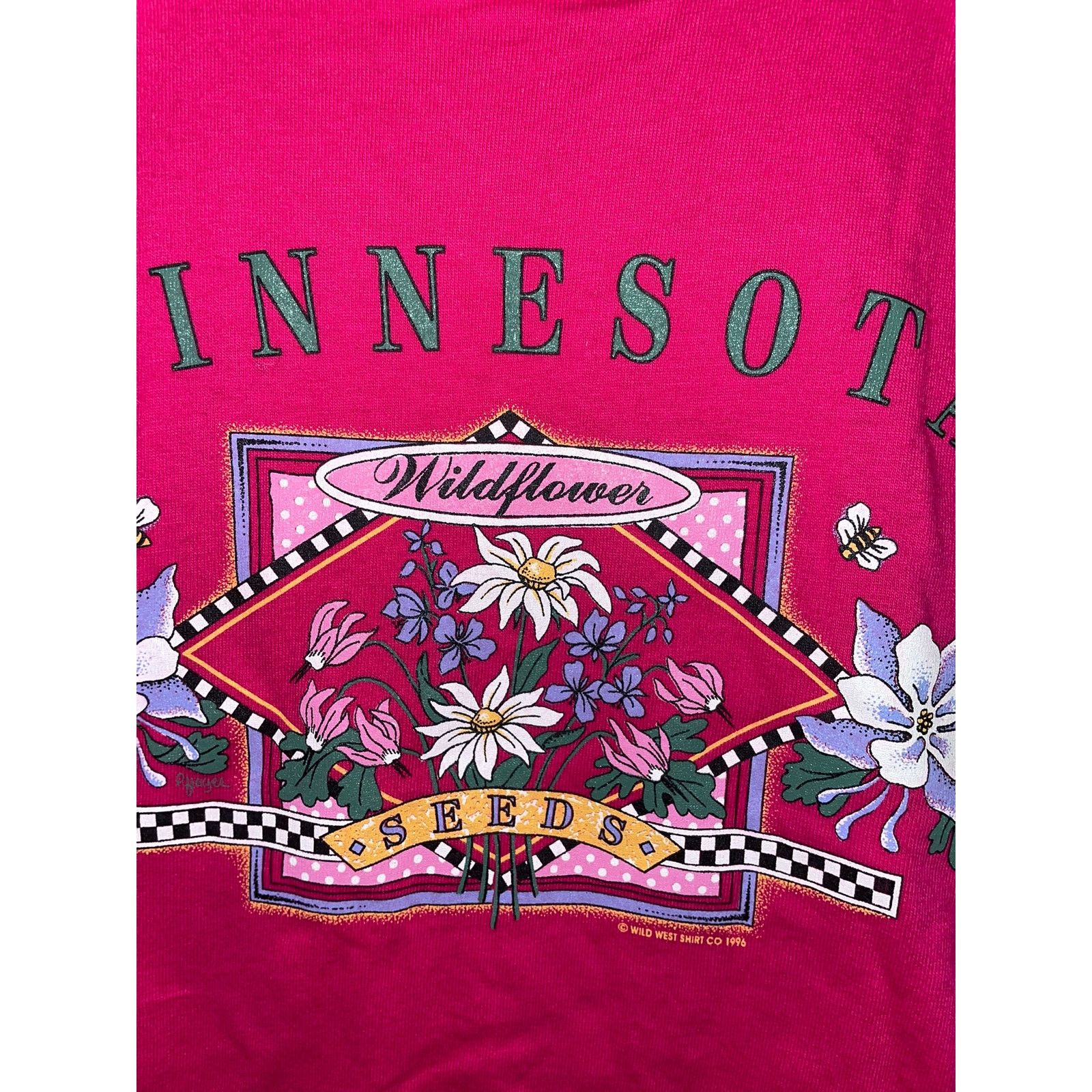 Vintage Womens Minnesota Pink Shirt Wildflowers Seed Tee Top 90s L Size L / US 10 / IT 46 - 2 Thumbnail