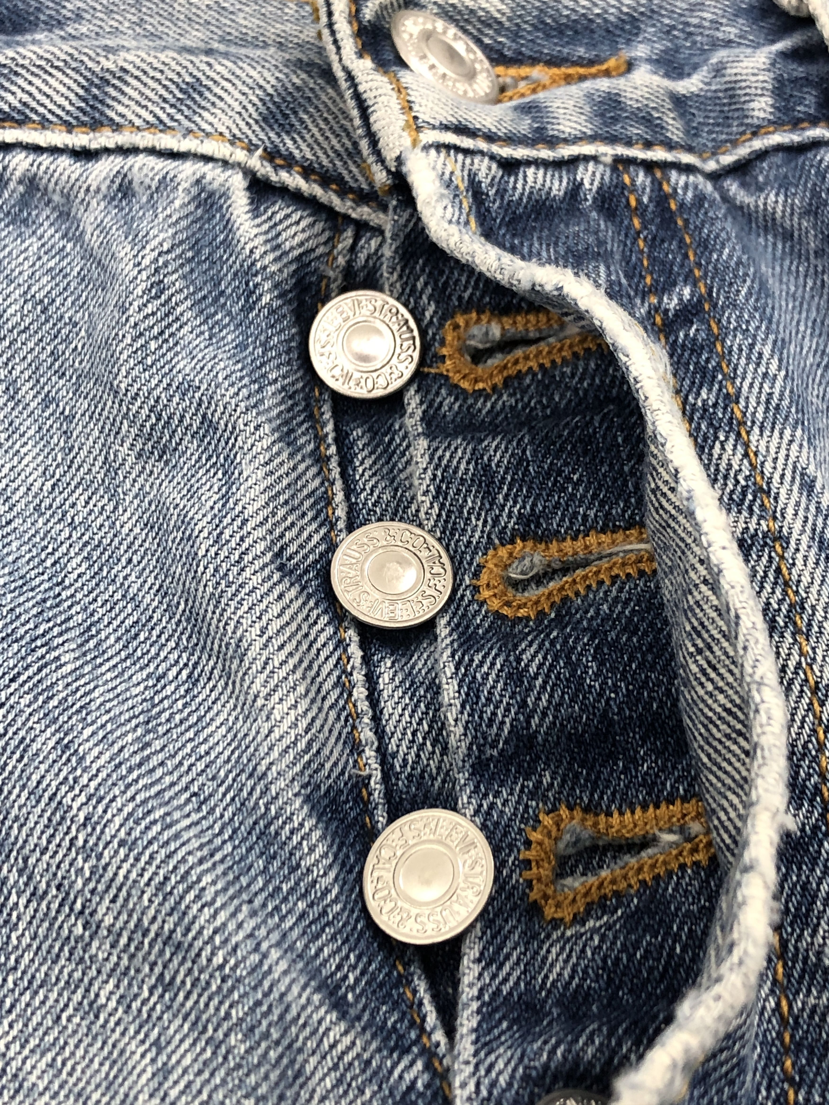 Levi's × Vintage Vintage 90s Levi's 501 Distressed Blue Jeans Size US 31 - 13 Thumbnail