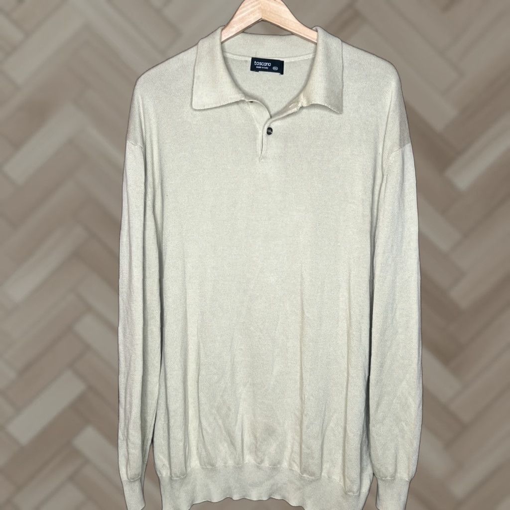 Vintage VINTAGE Toscano Men's Polo Shirt Beig e Wool 2XL Button Collar Knit Lightweight Long Sleeve Classic Size US XXL / EU 58 / 5 - 1 Thumbnail