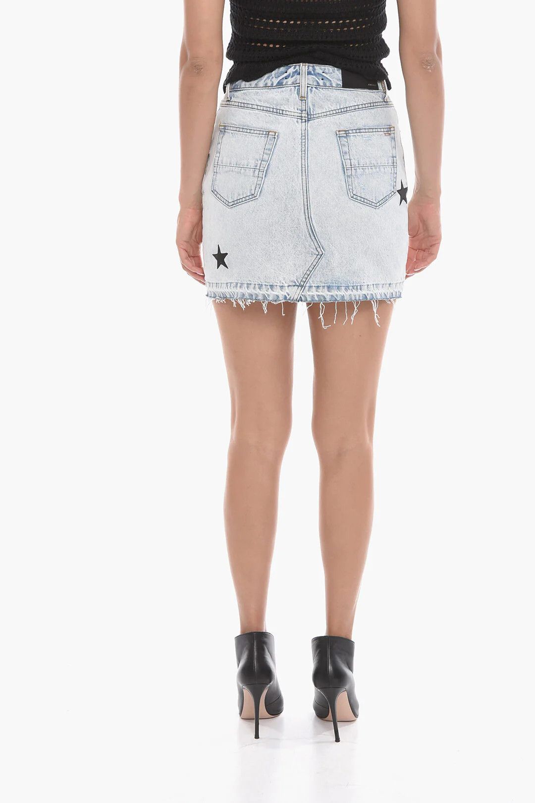Amiri og1mm0426 Denim Mini Skirt in Light Blue Size 25" / US 0 / IT 36 - 2 Thumbnail