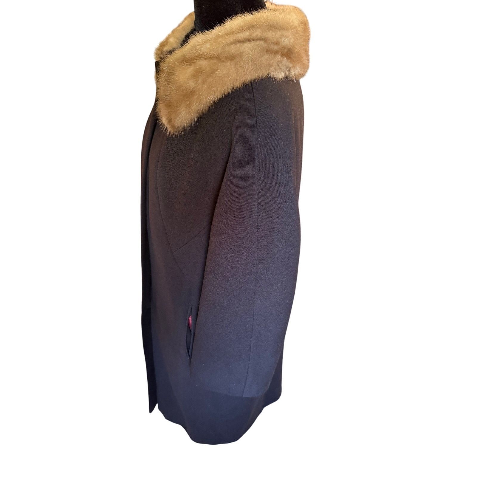 Vintage Vintage 60’s Union Made Black Brown Mink Fur Collar Coat Med Size M / US 6-8 / IT 42-44 - 6 Thumbnail