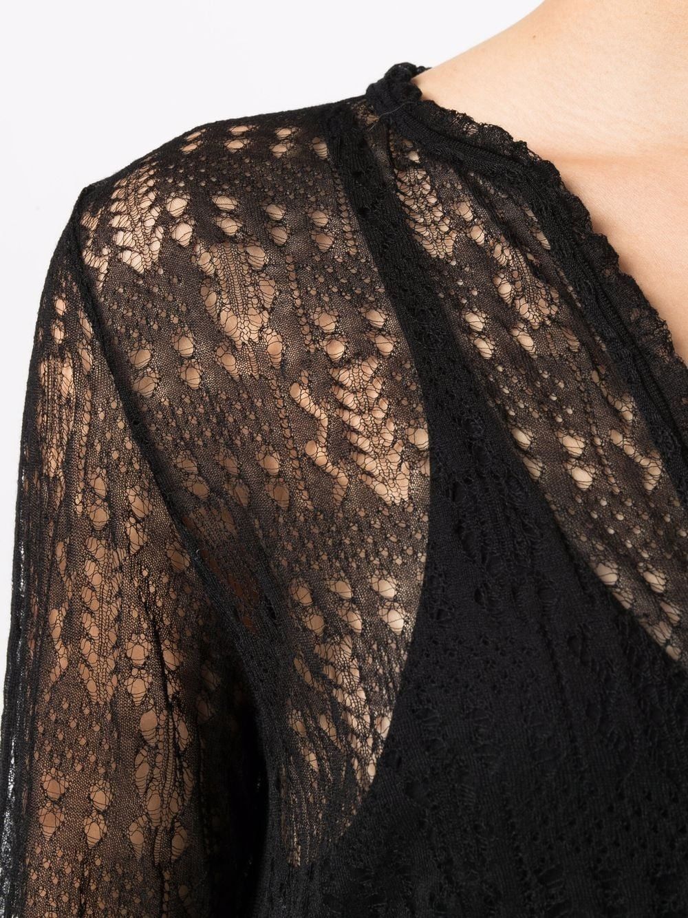 Saint Laurent Paris o1s1wg110425 687936 Open-Knit Long-Sleeved Tunic Dress Black Size M / US 6-8 / IT 42-44 - 5 Thumbnail