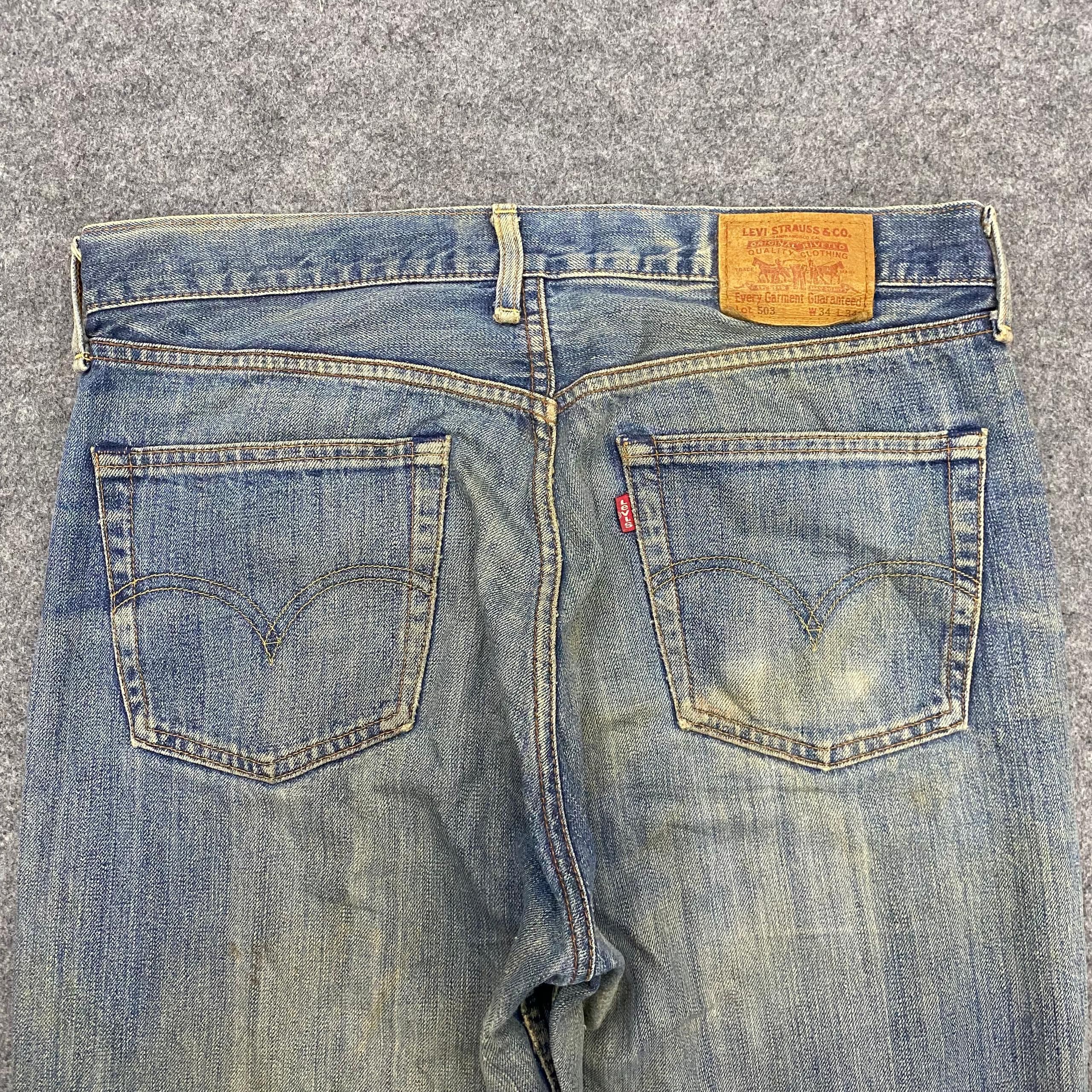 Levi's Vintage Levis 503 Distressed Denim Kurt Cobain Style Size US 35 - 14 Thumbnail