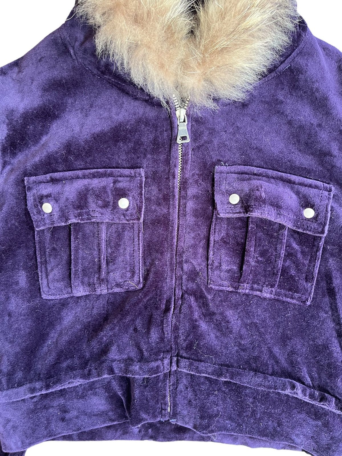 If Six Was Nine Vintage Japanese Brand LGB Style Velvet Crop Top Fur Hoodie Size L / US 10 / IT 46 - 6 Thumbnail