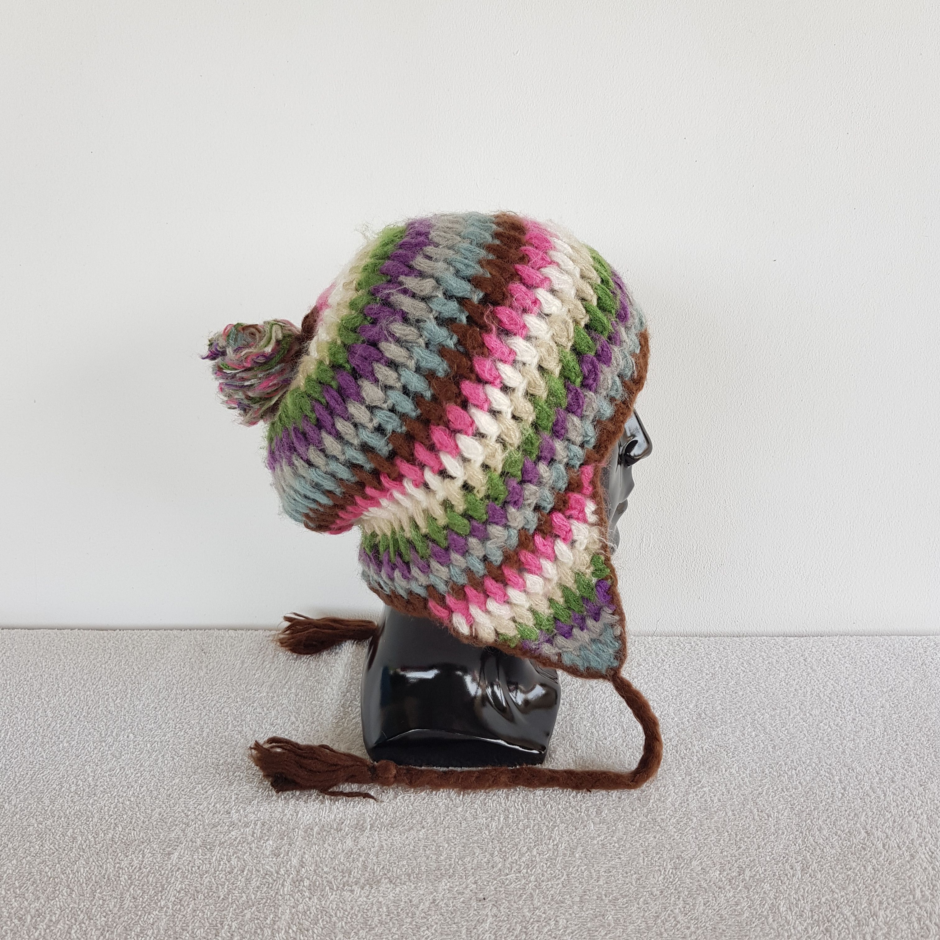 Other Vintage Japanese Earflap Beanie Ribbed Crochet Snow Cap Hat. Size ONE SIZE - 3 Thumbnail