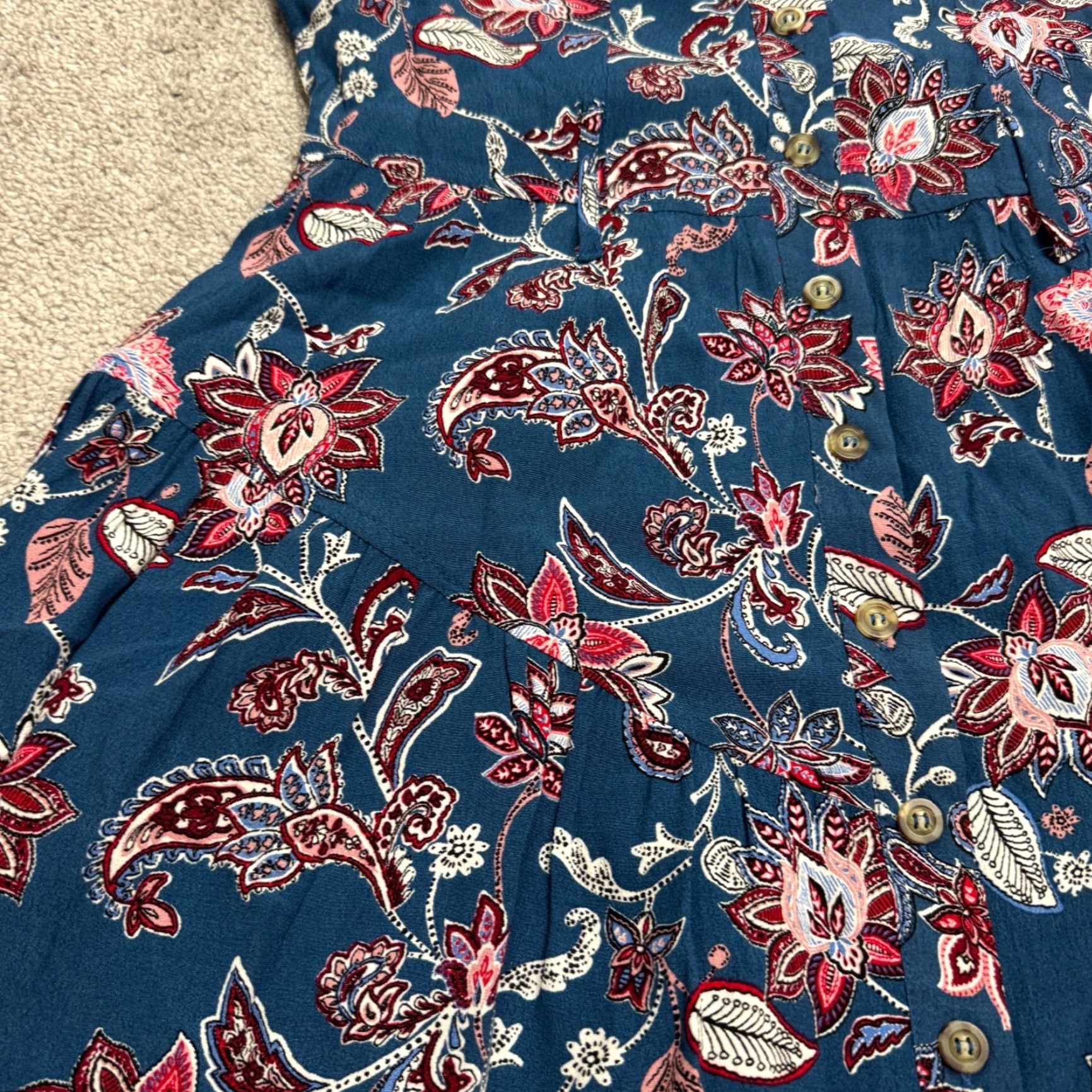 Neiman Marcus Neiman Marcus Paisley Floral A-Line Midi Dress Women Medium Button Down Collared Size M / US 6-8 / IT 42-44 - 6 Thumbnail
