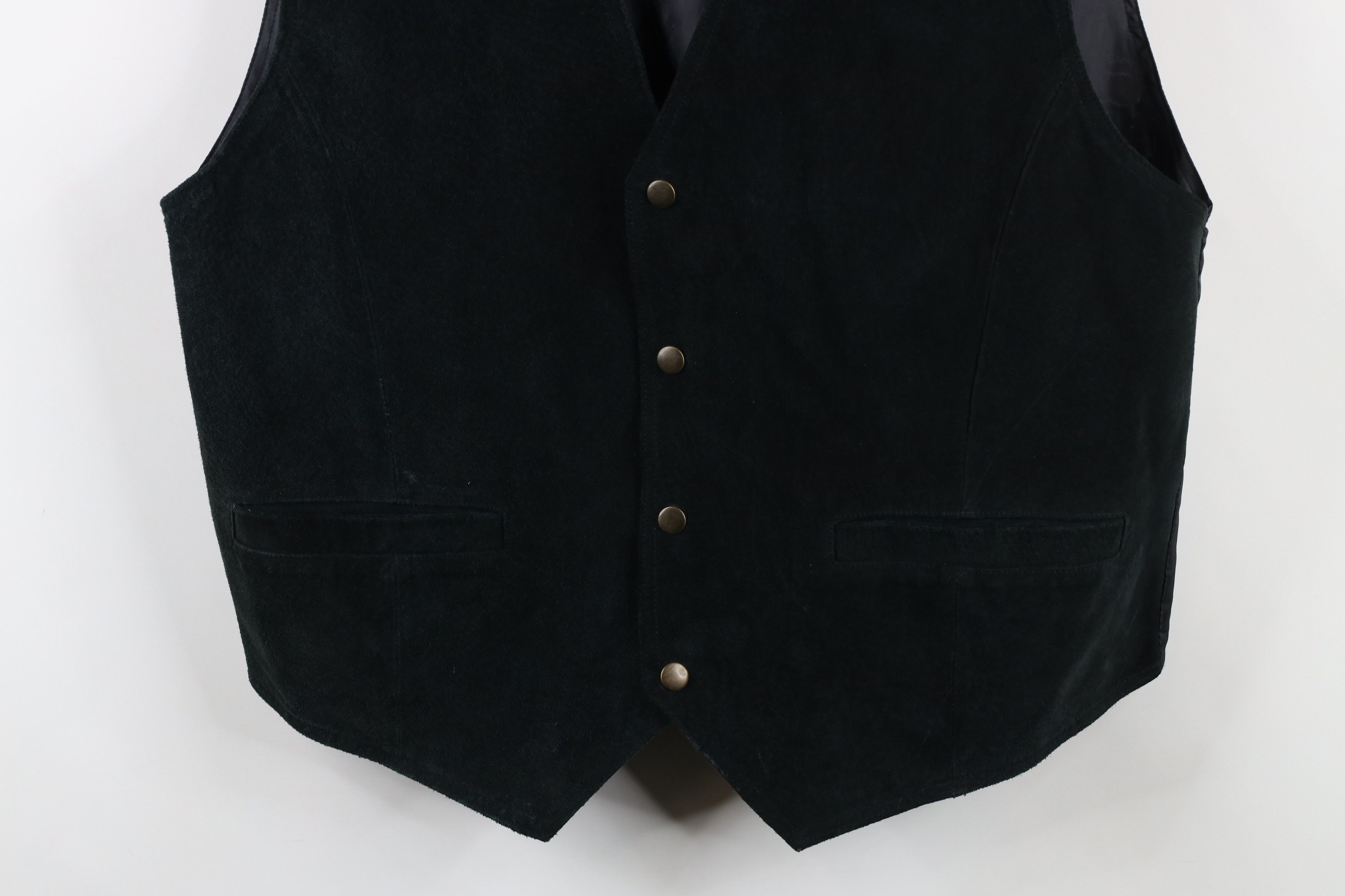 Vintage Vintage 90s Streetwear Suede Leather Buckle Back Vest Jacket Size US L / EU 52-54 / 3 - 3 Thumbnail