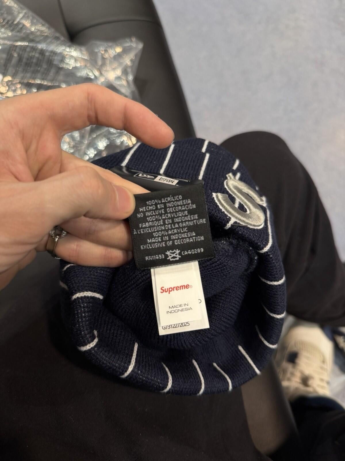 Supreme Supreme New Era Devil S Logo Beanie - Blue Stripe- Brand New Size ONE SIZE - 7 Thumbnail