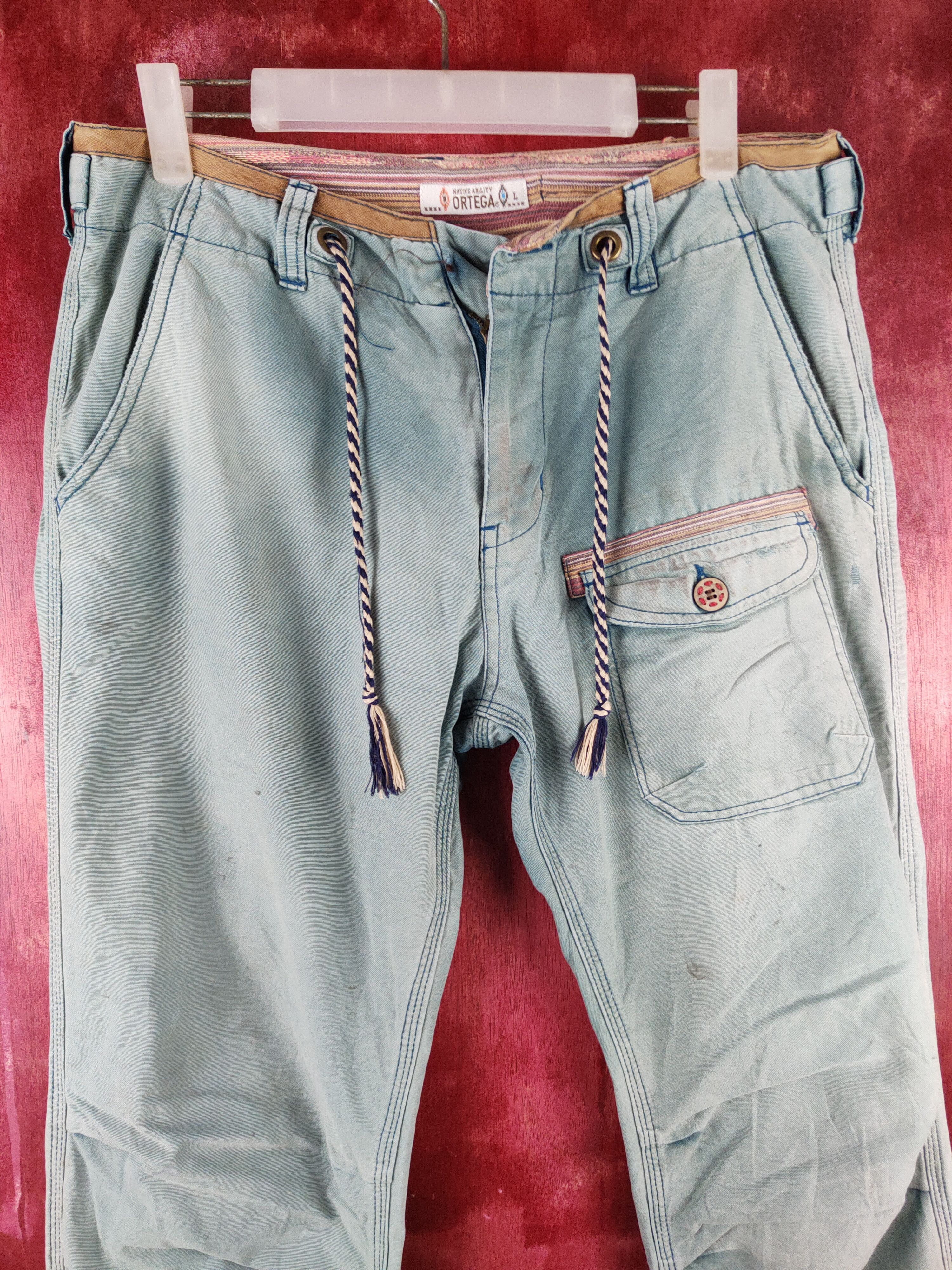 Japanese Brand Vintage Ortega Green Faded Cargo Pants N#S2828 Size US 30 / EU 46 - 3 Thumbnail