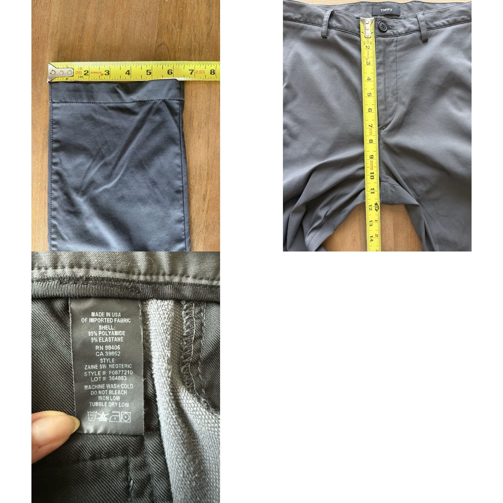 Theory Theory Performance Chino Pants Mens 32 Gray Slim Precision Tech Golf Trousers Size US 32 / EU 48 - 8 Thumbnail