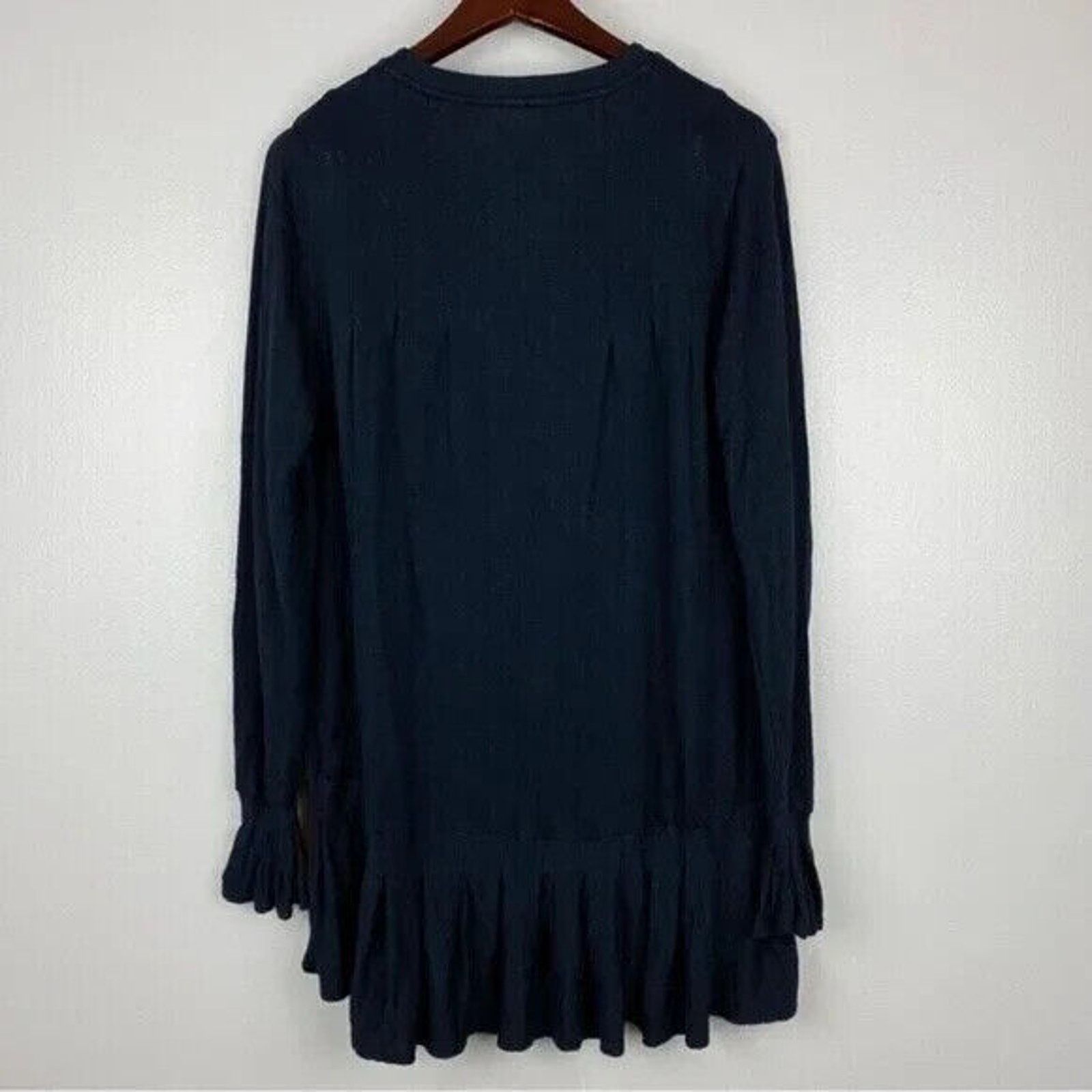 Free People Free People Black Ruffle Long Sleeve Tunic Top Mini Dress XS Size XS / US 0-2 / IT 36-38 - 4 Thumbnail