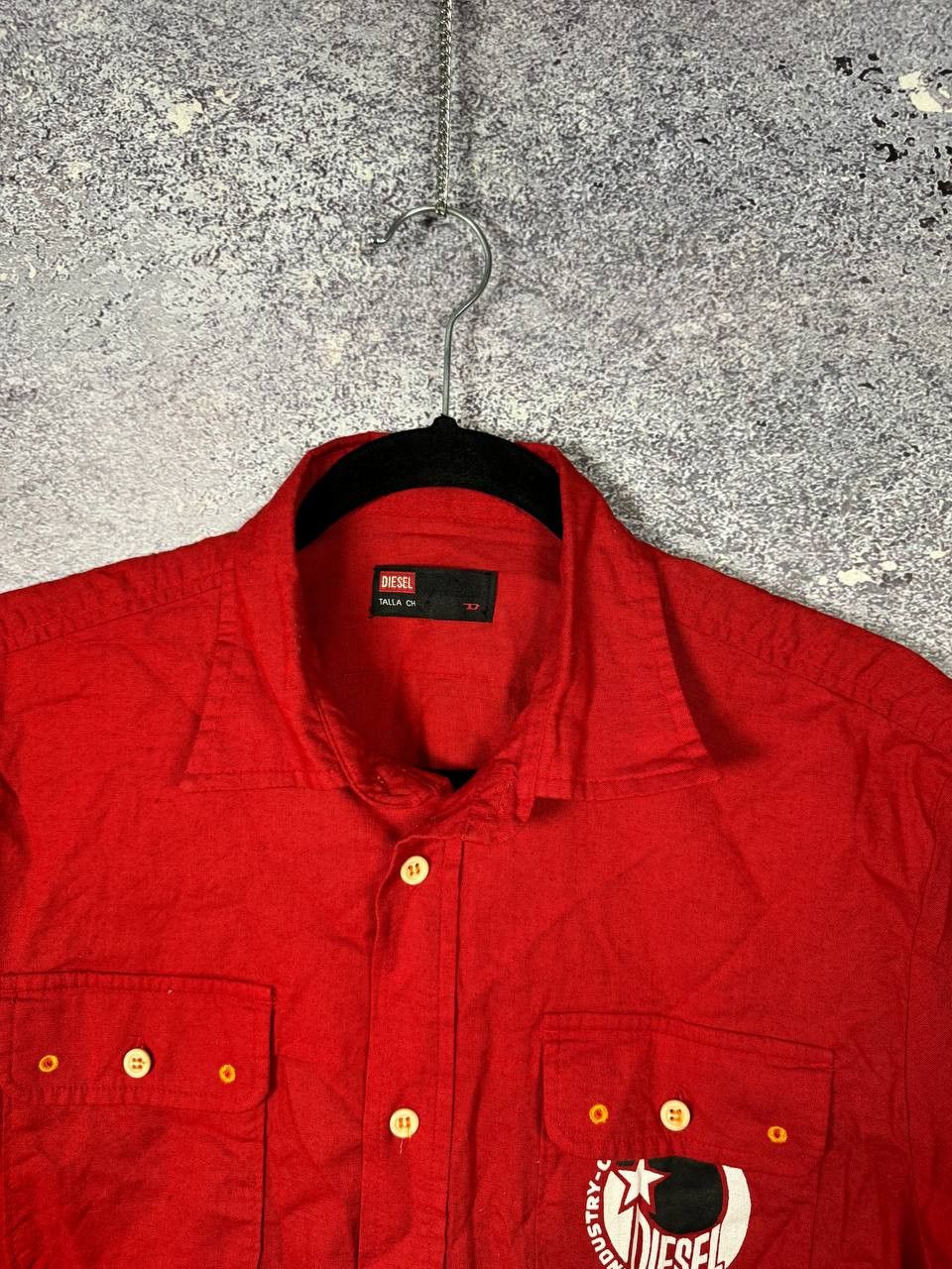 Diesel × Vintage Vintage Diesel Linen Shirt Short Sleeve Red y2k Small Size US S / EU 44-46 / 1 - 6 Thumbnail