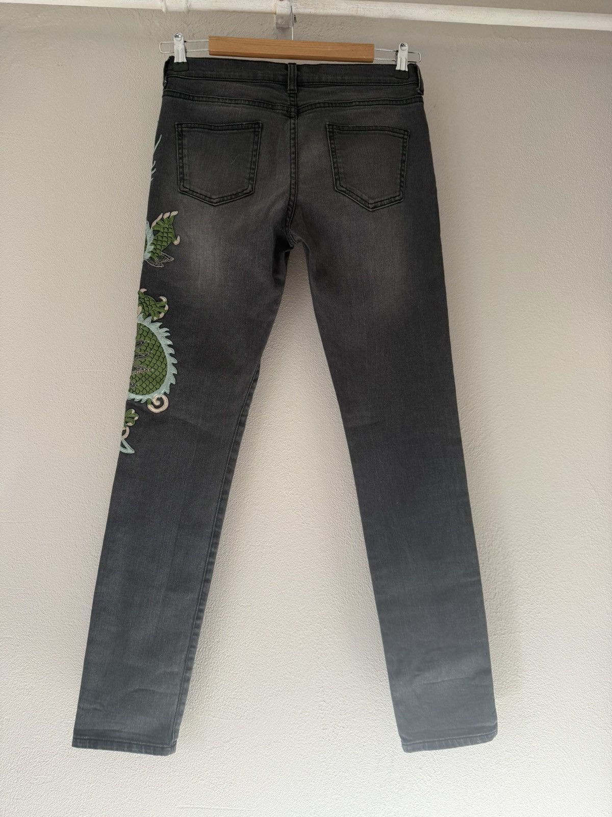Gucci Slim Grey Jeans with Dragon Embroidery Size US 29 - 7 Thumbnail