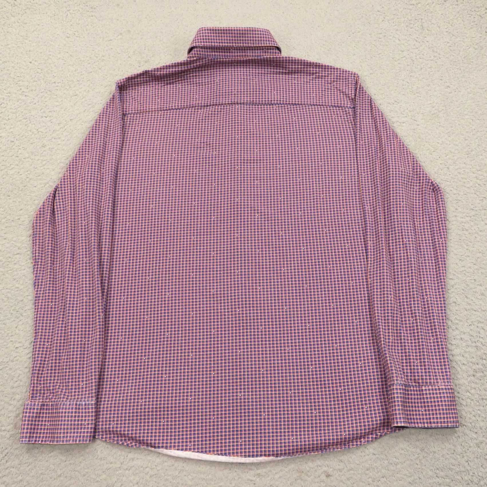 Buttero Butter Cloth Shirt Men Large Regular Fit Blue Orange Plaid Gingham Check Stretch - Button-Up Shirt, Casual, Formal, Workwear, 90s? Size US L / EU 52-54 / 3 - 5 Thumbnail
