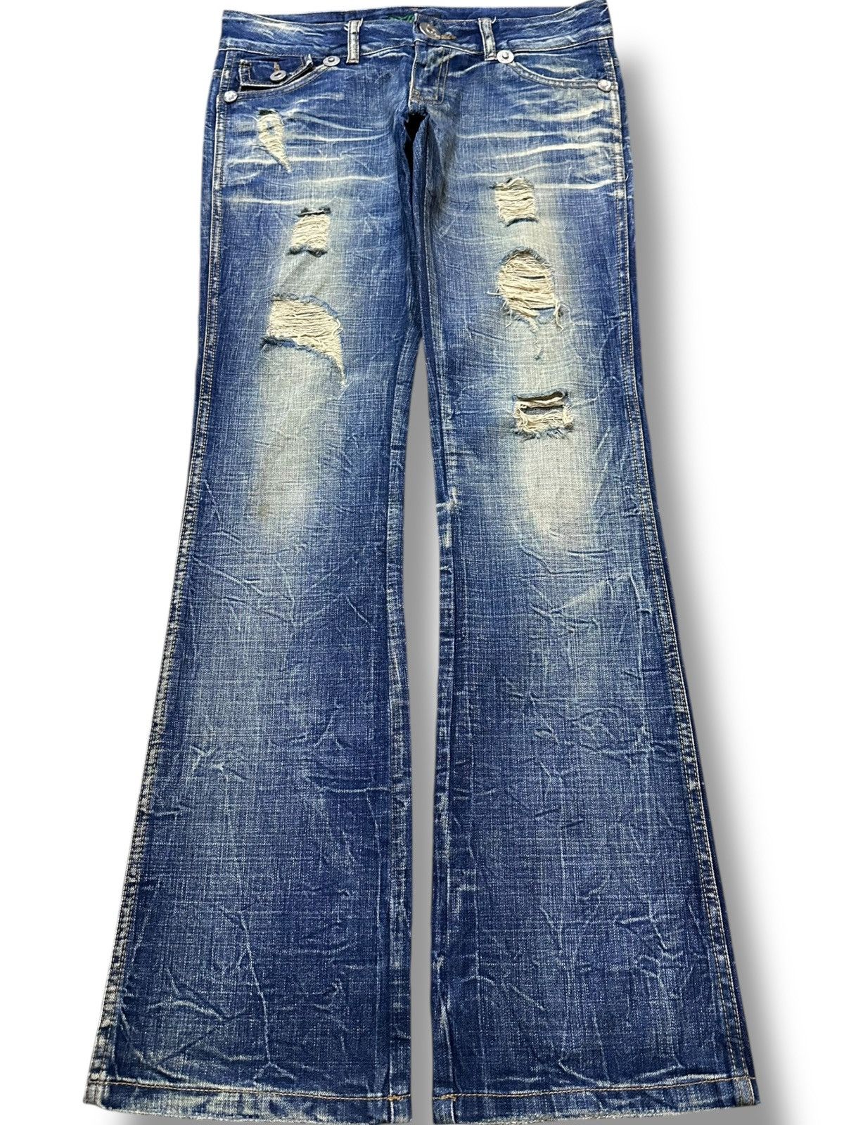 Junya Watanabe Vintage Vence Flare Mudwash Honeycomb Distressed Denim Size US 31 - 1 Thumbnail