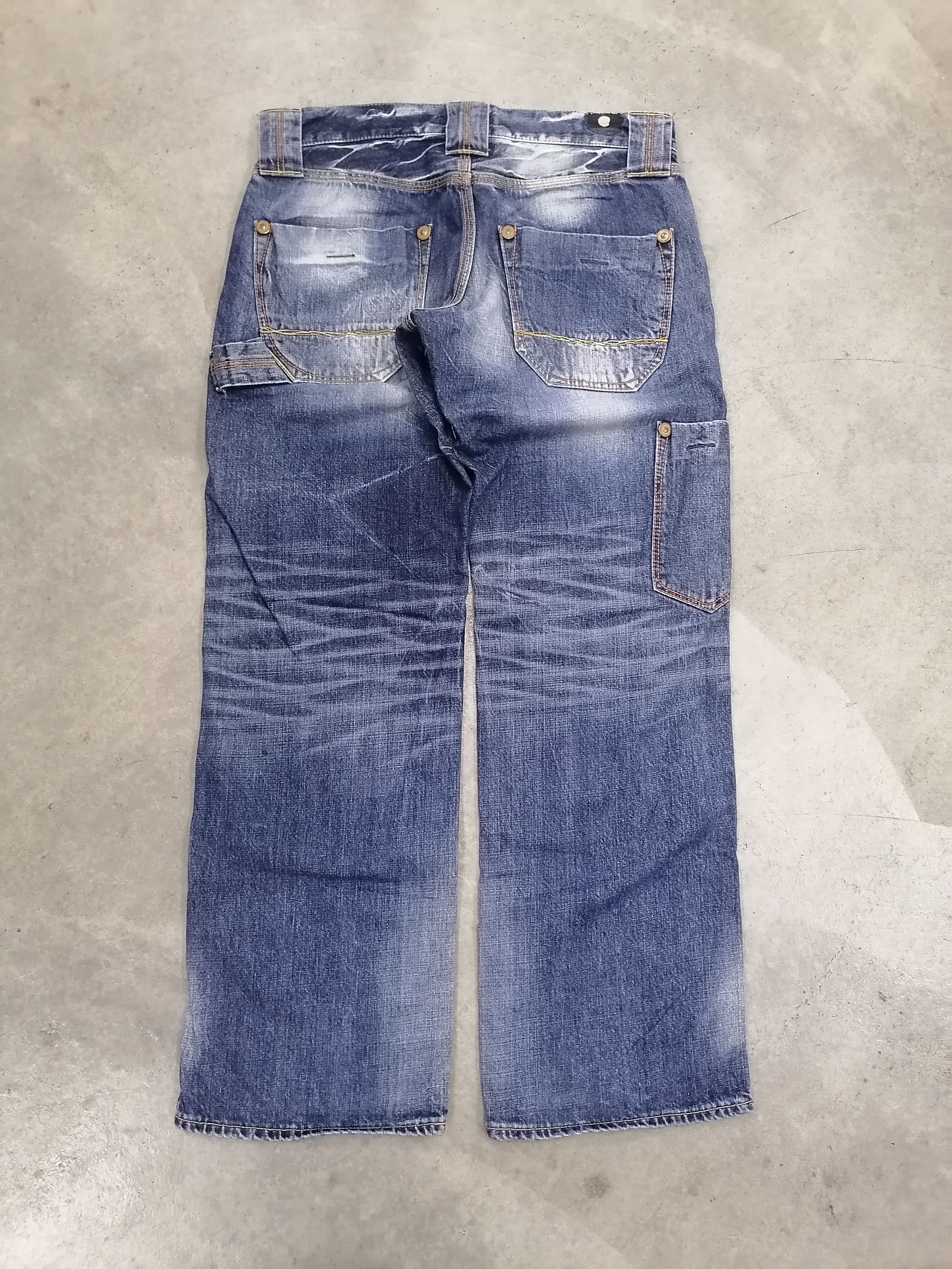 Japanese Brand Baggy Jeans Blue Way Carpenter Denim Pants Size US 34 / EU 50 - 9 Thumbnail