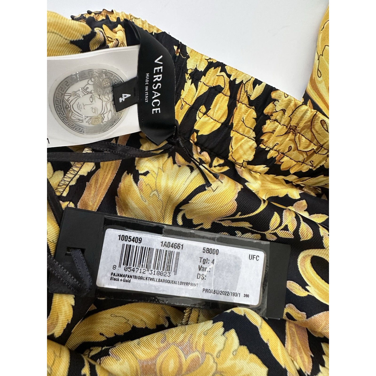 Versace Versace Baroque Silk Pajama Pants Black/Gold 4 US 1005409 Size 27" / US 4 / IT 40 - 13 Thumbnail