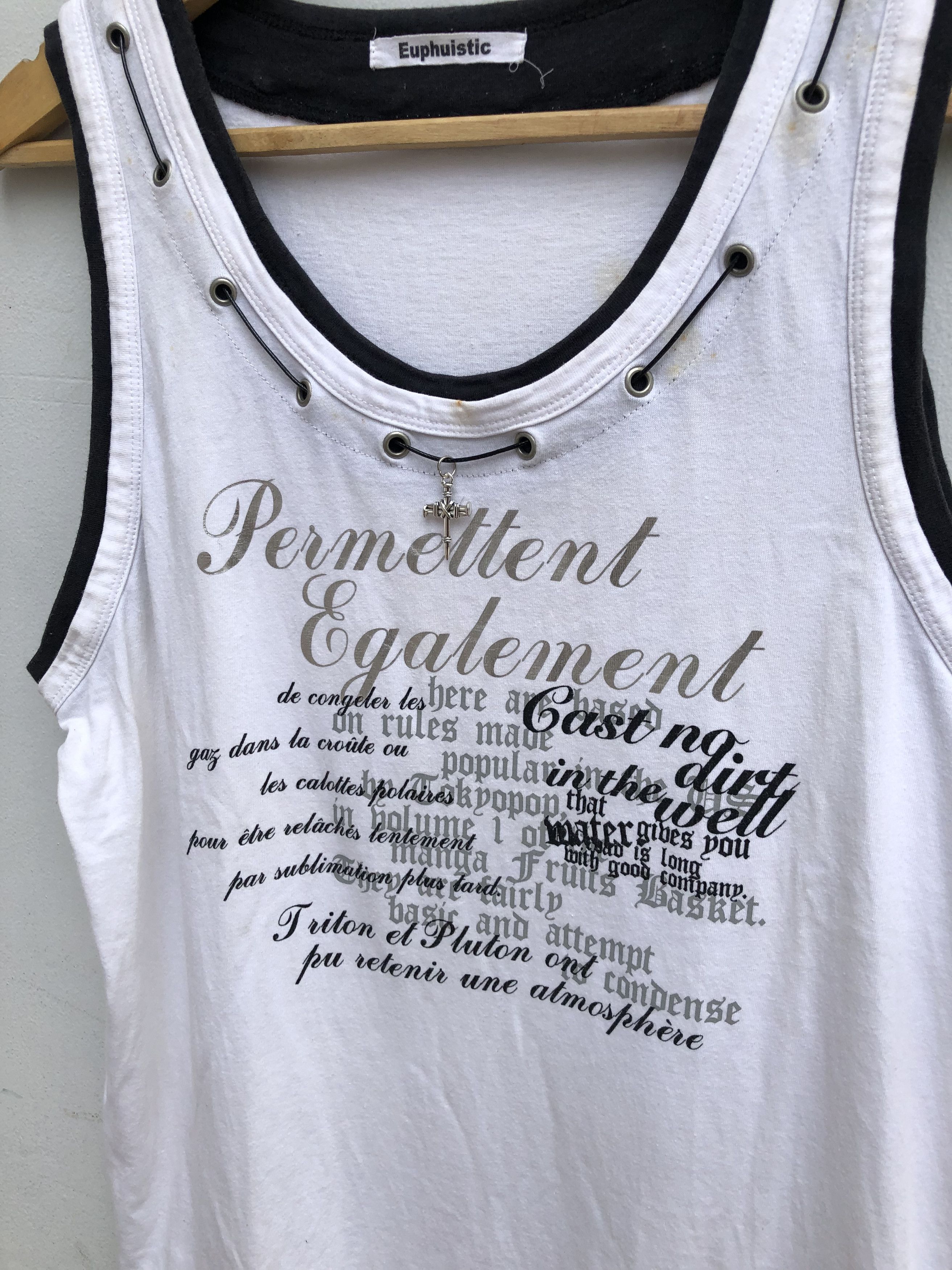 Beauty Beast × If Six Was Nine × Japanese Brand Y2k Japanese Euphuistic poem Tanktop with cross necklace Size US M / EU 48-50 / 2 - 2 Thumbnail