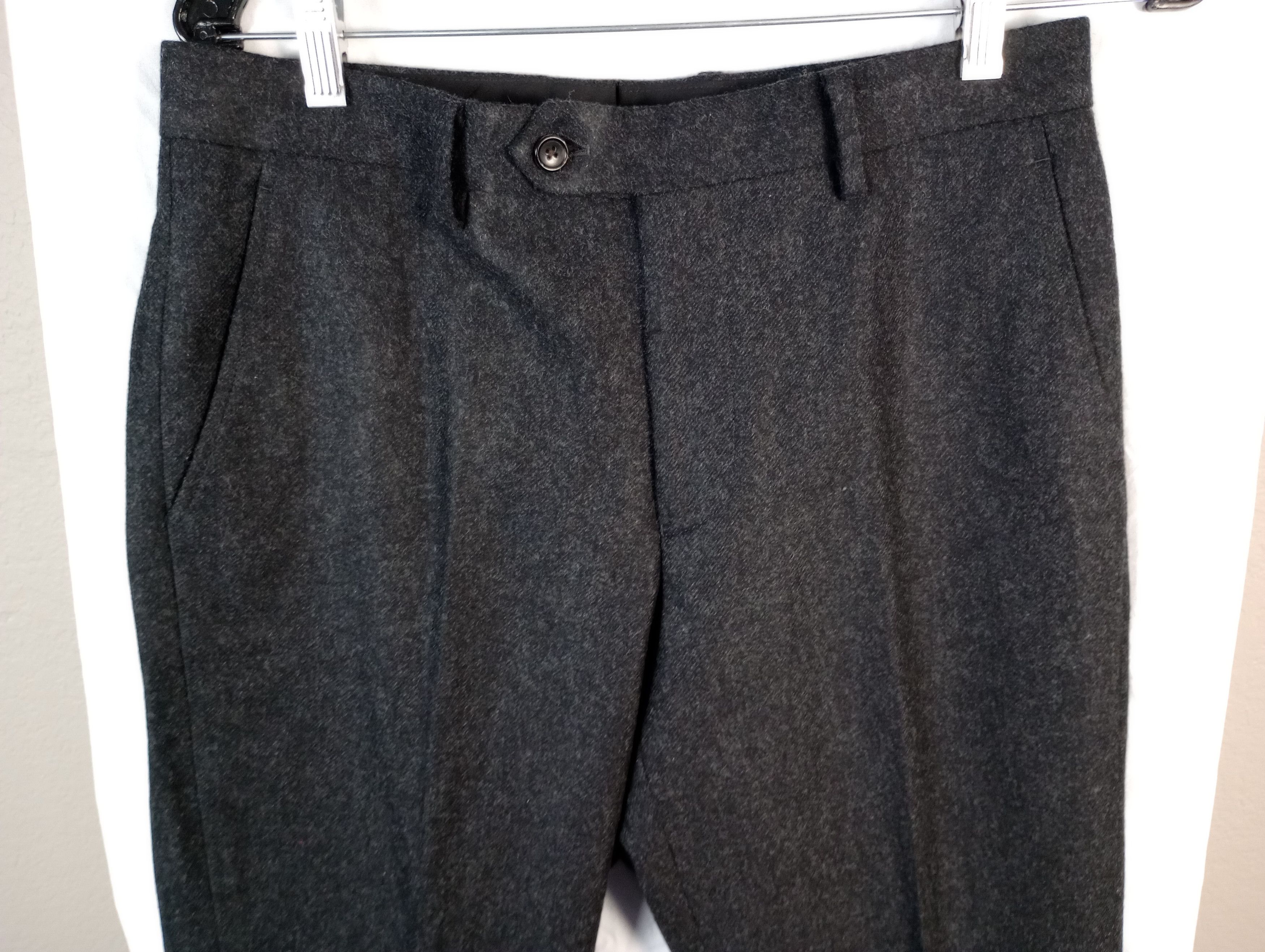 Spier & Mackay Spier & Mackay Wool Flannel Trousers Charcoal Gray Slim 30 Size 36R - 4 Thumbnail