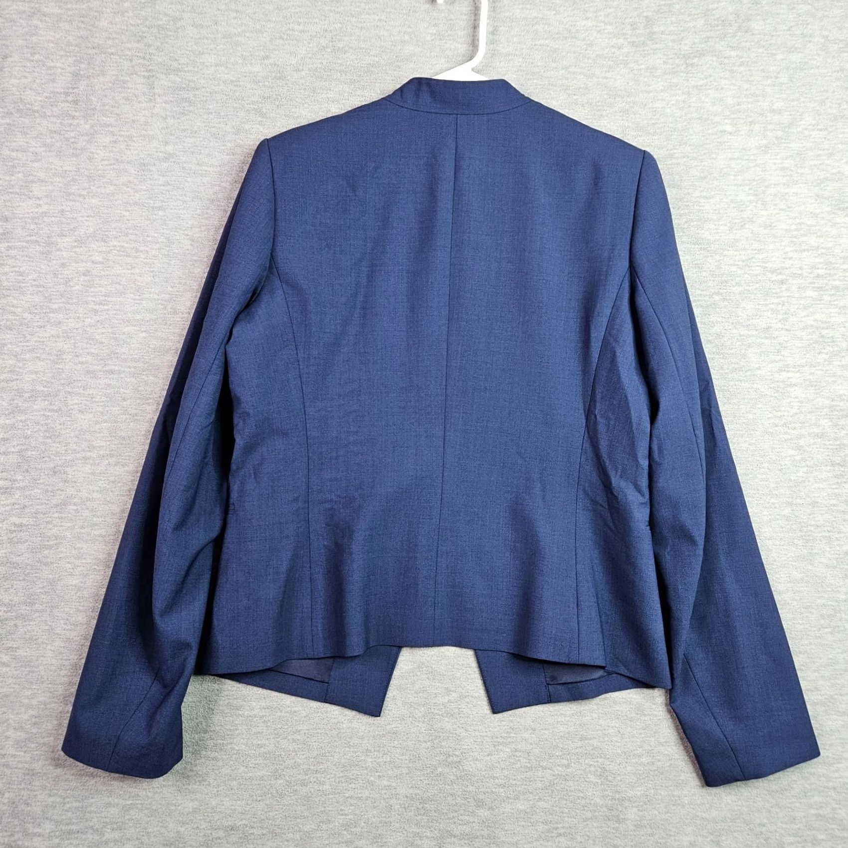Theory Theory Women Blazer Jacket Size 12 Blue Open Front Career - Teal Blue, Long Sleeve, Solid, Regular Fit, Wool/Lycra, Dry Clean Only, - Womens, Jacket Size XL / US 12-14 / IT 48-50 - 2 Thumbnail