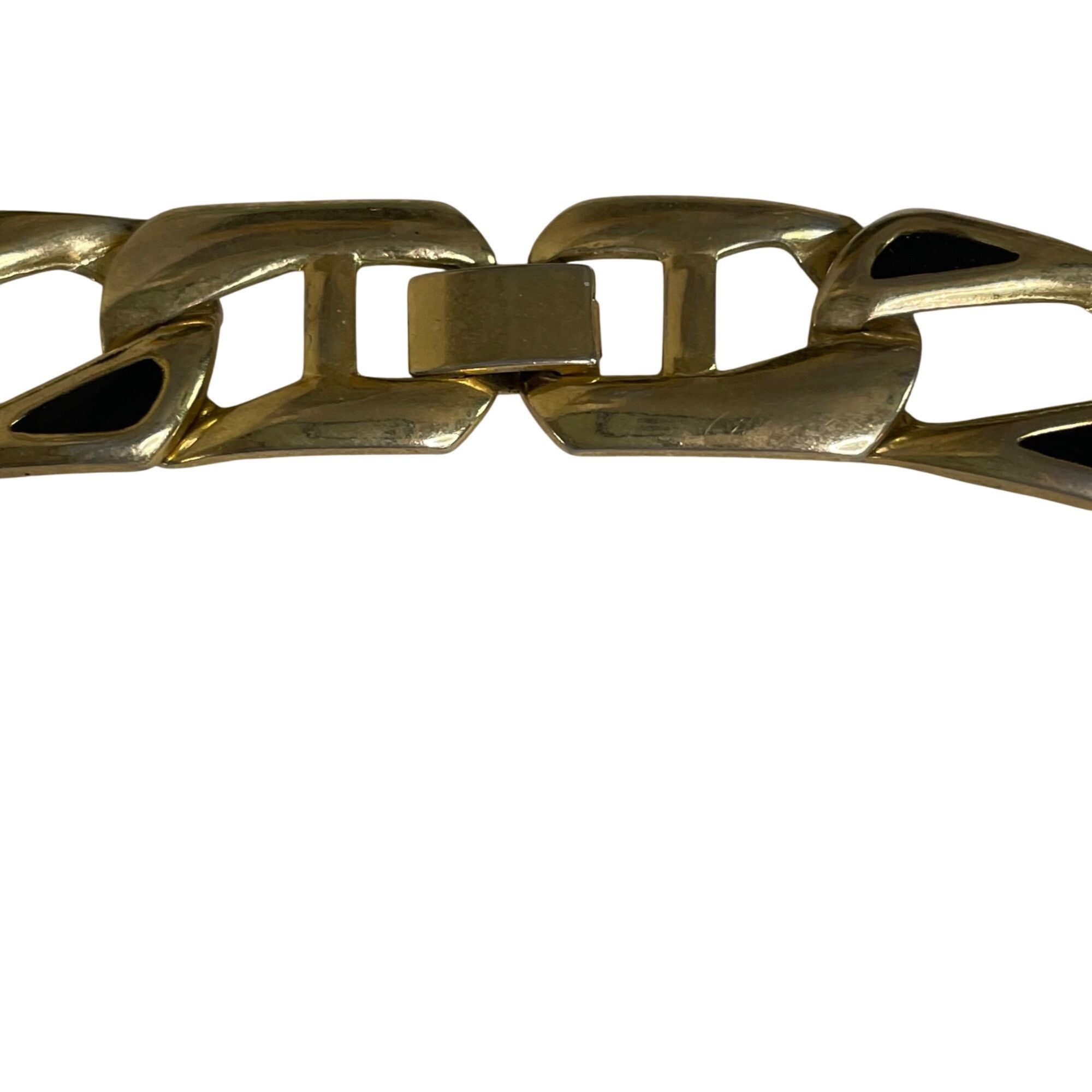Other Vintage Gold Tone Chain Link Choker Necklace Black Enamel Ac Size ONE SIZE - 2 Thumbnail