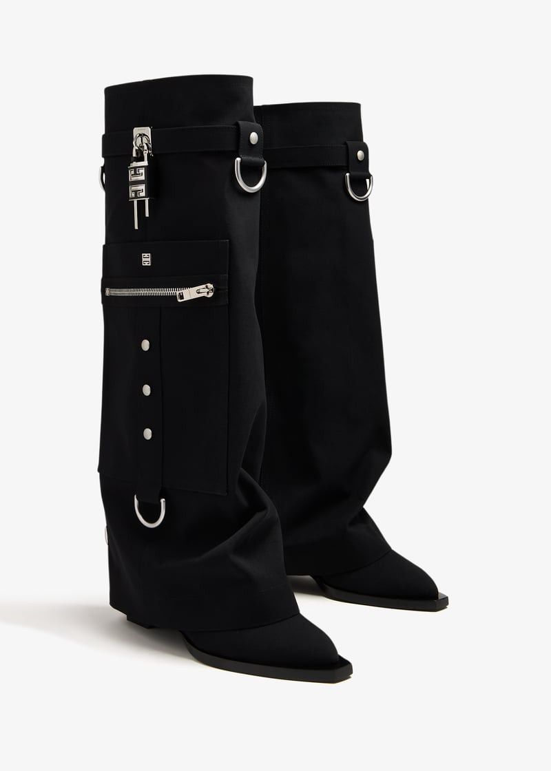Givenchy o1w1db10525 Shark Lock Cowboy Boots in Black Size US 7 / IT 37 - 4 Thumbnail