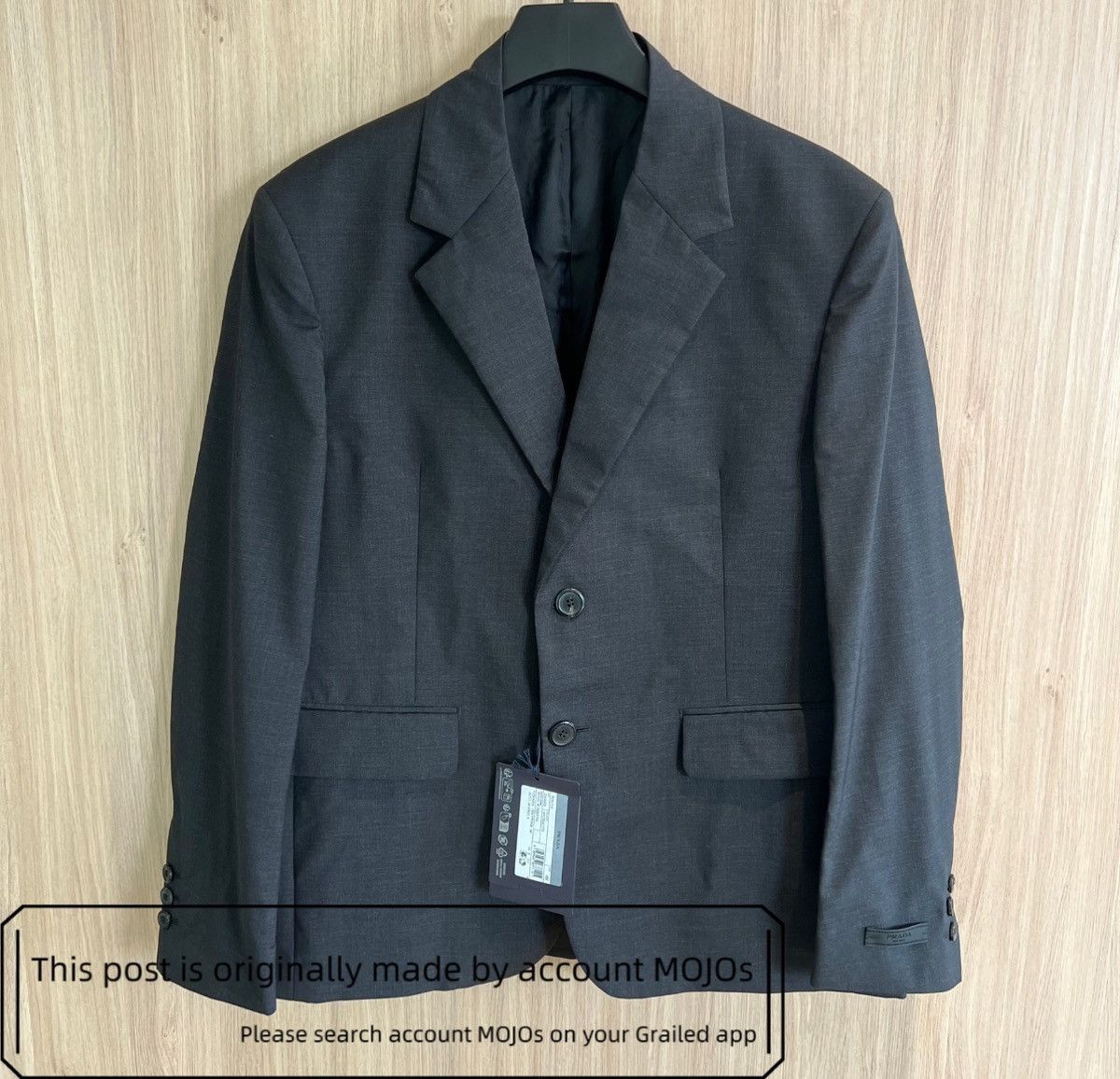 Prada Sz 48 Prada Dark Gray Triangle Logo Patch Blazer mojos1327 Size US M / EU 48-50 / 2 - 1 Thumbnail