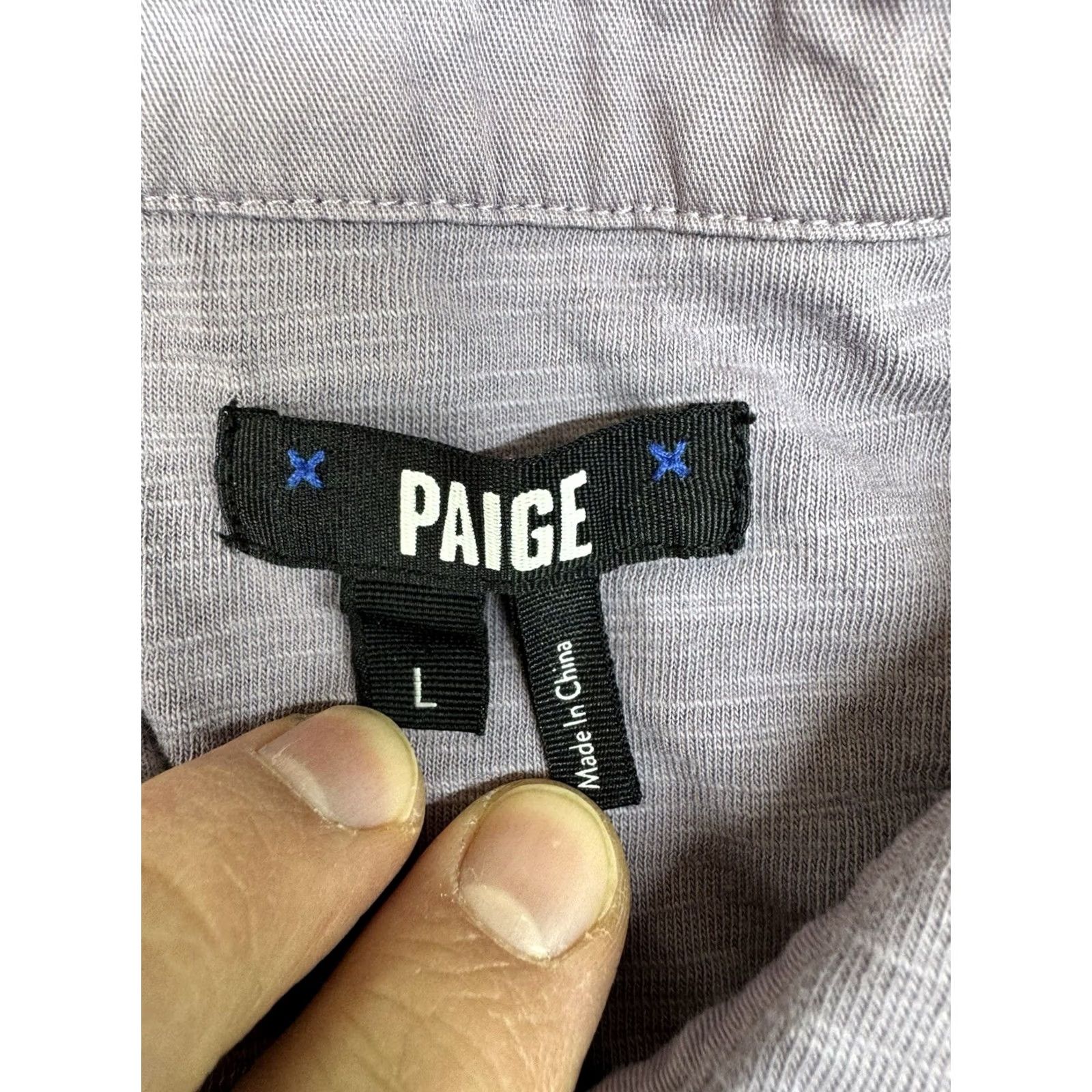 Paige Paige Button-Up Shirt Short Sleeve Casual Spring Cotton Purple Mens Large Size US L / EU 52-54 / 3 - 2 Thumbnail
