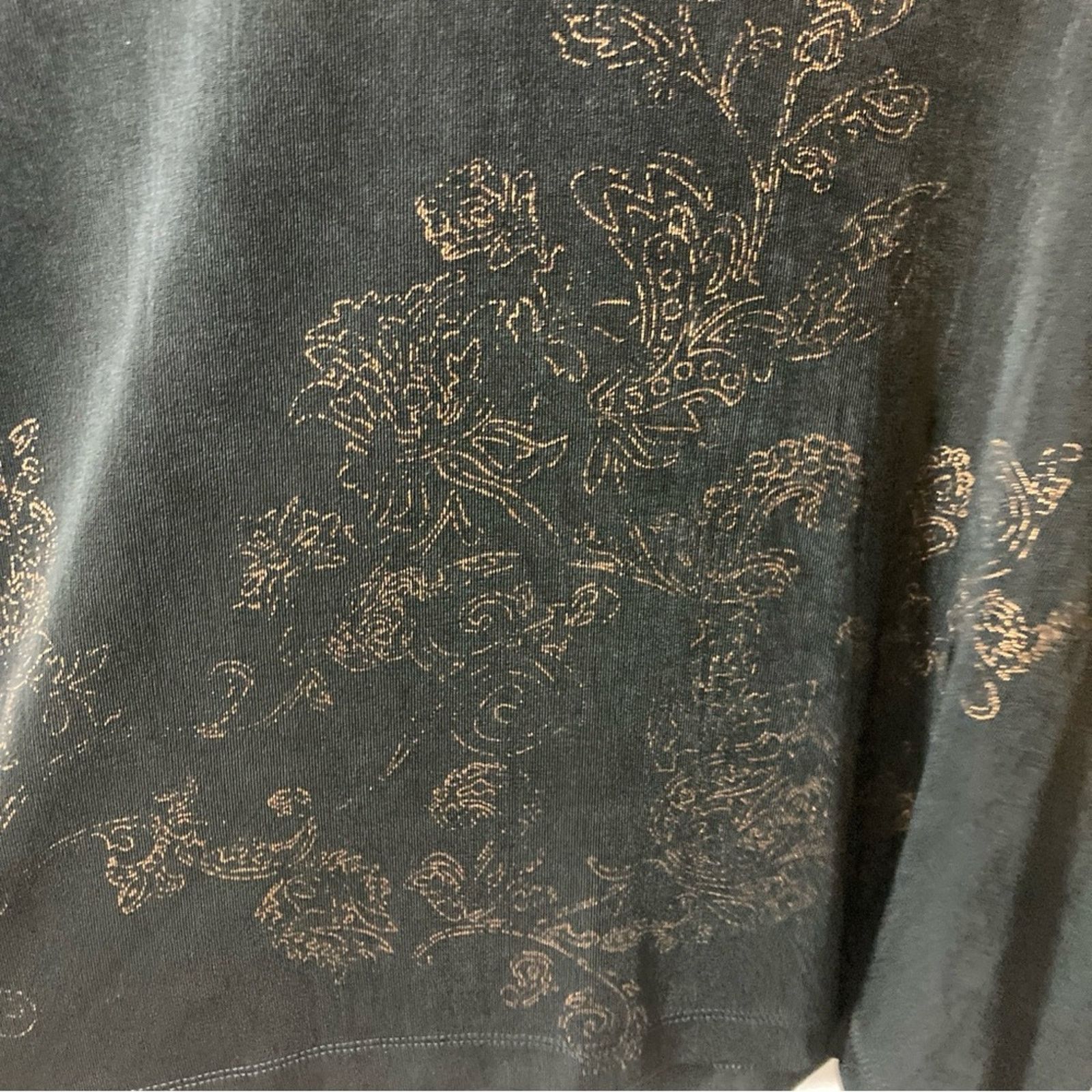 Other Chico’s Travelers Black Gold Floral Long Sleeve V-neck Top Size L / US 10 / IT 46 - 4 Thumbnail