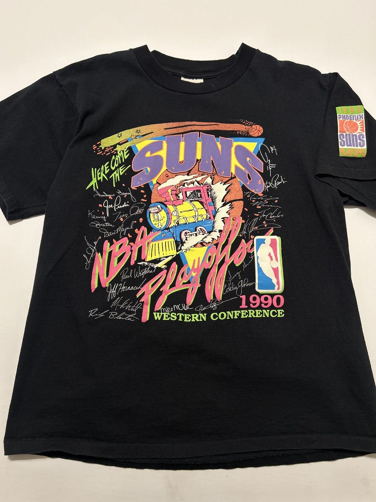 NBA Vintage Phoenix Suns 1990 Playoffs Train Breakthrough Tshirt Size US L / EU 52-54 / 3 - 1 Thumbnail