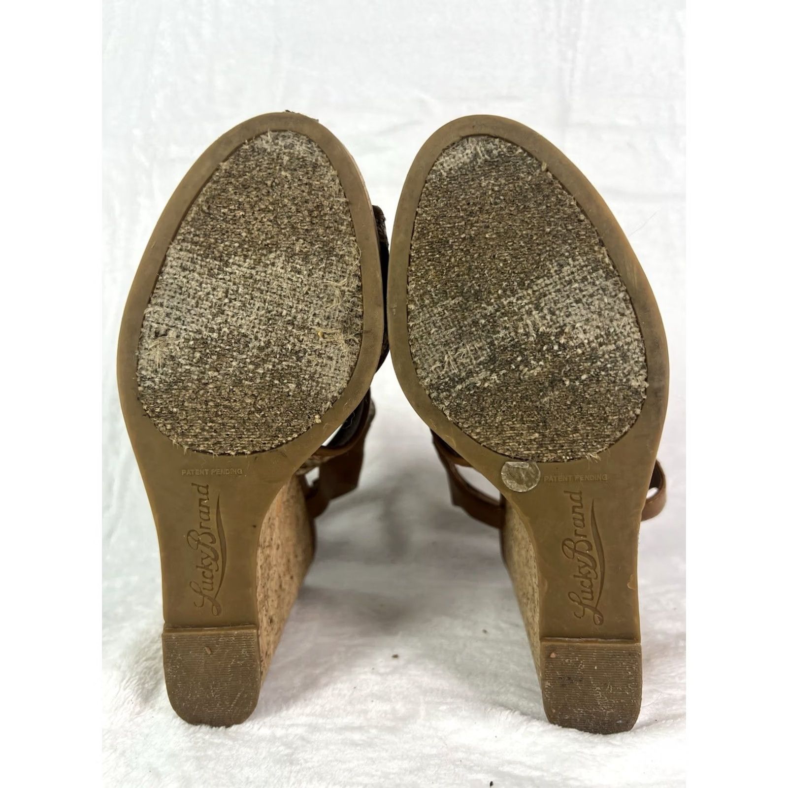 Lucky Brand VINTAGE None Lucky Brand Coleen Wedge Sandal Women Size 9 Casual Slingback Buckle Leather Upper Black Brown 4 in & Higher Womens Size US 9 / IT 39 - 5 Thumbnail