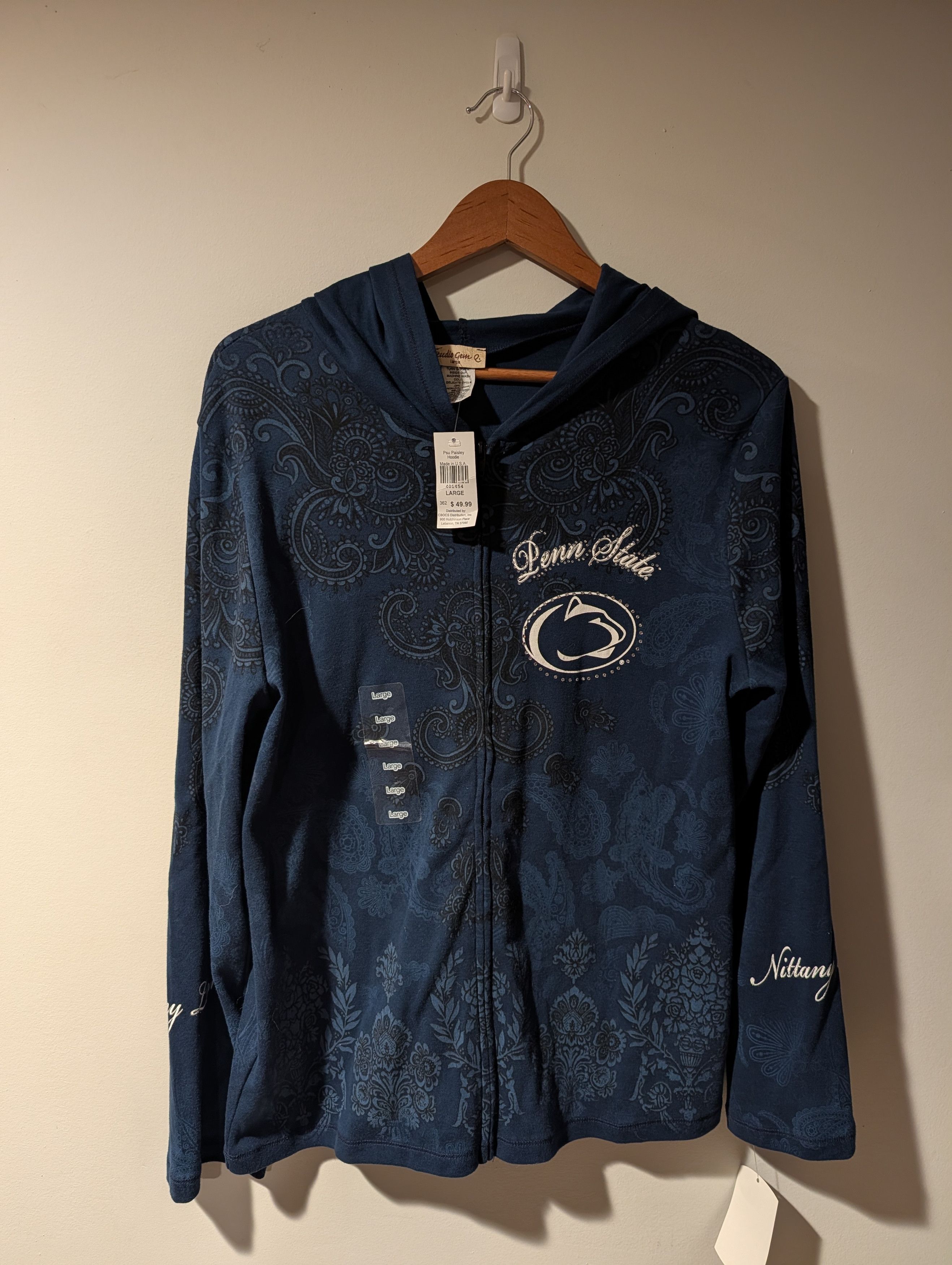 NCAA NWT Penn State Nittany Lions Hoodie Paisley Studio Y2K Size L / US 10 / IT 46 - 1 Thumbnail