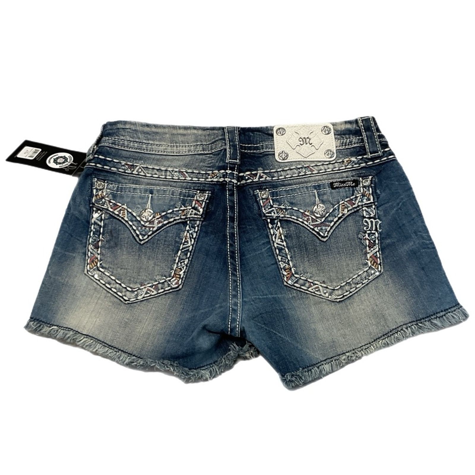 Miss Me Miss Me Embellished Flap Pocket Denim Jean Shorts Size 29" - 2 Thumbnail