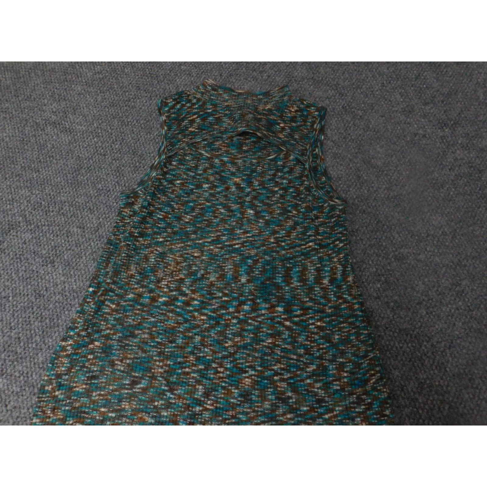 Vintage Cato Womens Dress A-Line Midi PullOver Knit Green L Regular Puff Sleeve Crochet Crew Neck Casual Winter Modernist Size L / US 10 / IT 46 - 2 Thumbnail