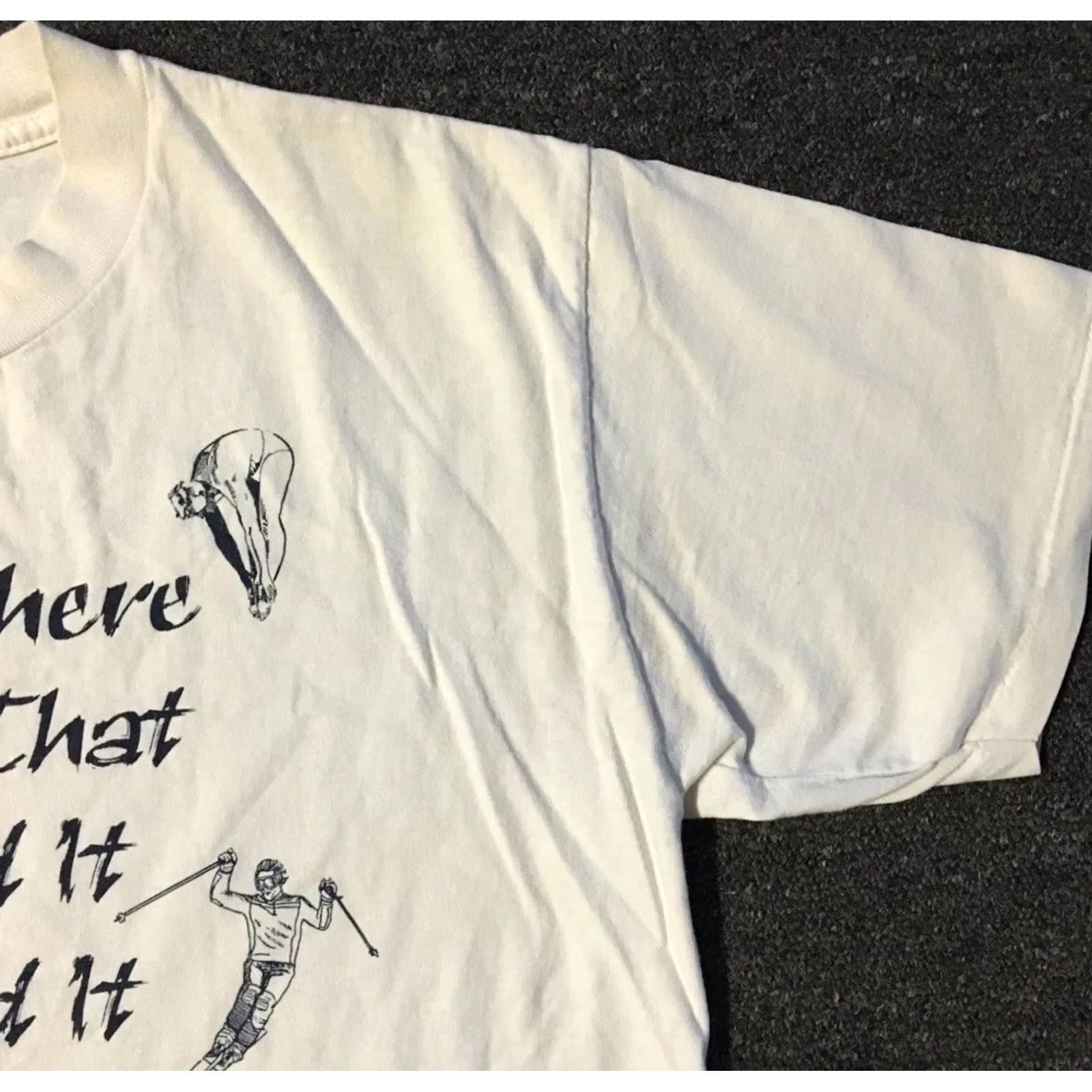 DANCER VINTAGE 90s Dance Just Do It Faded Shirt M White Nike Pattern: Striped Logo: Single Stitch/Blue Crew Neck Short Sleeve Mens T-Shirt Size US M / EU 48-50 / 2 - 6 Thumbnail
