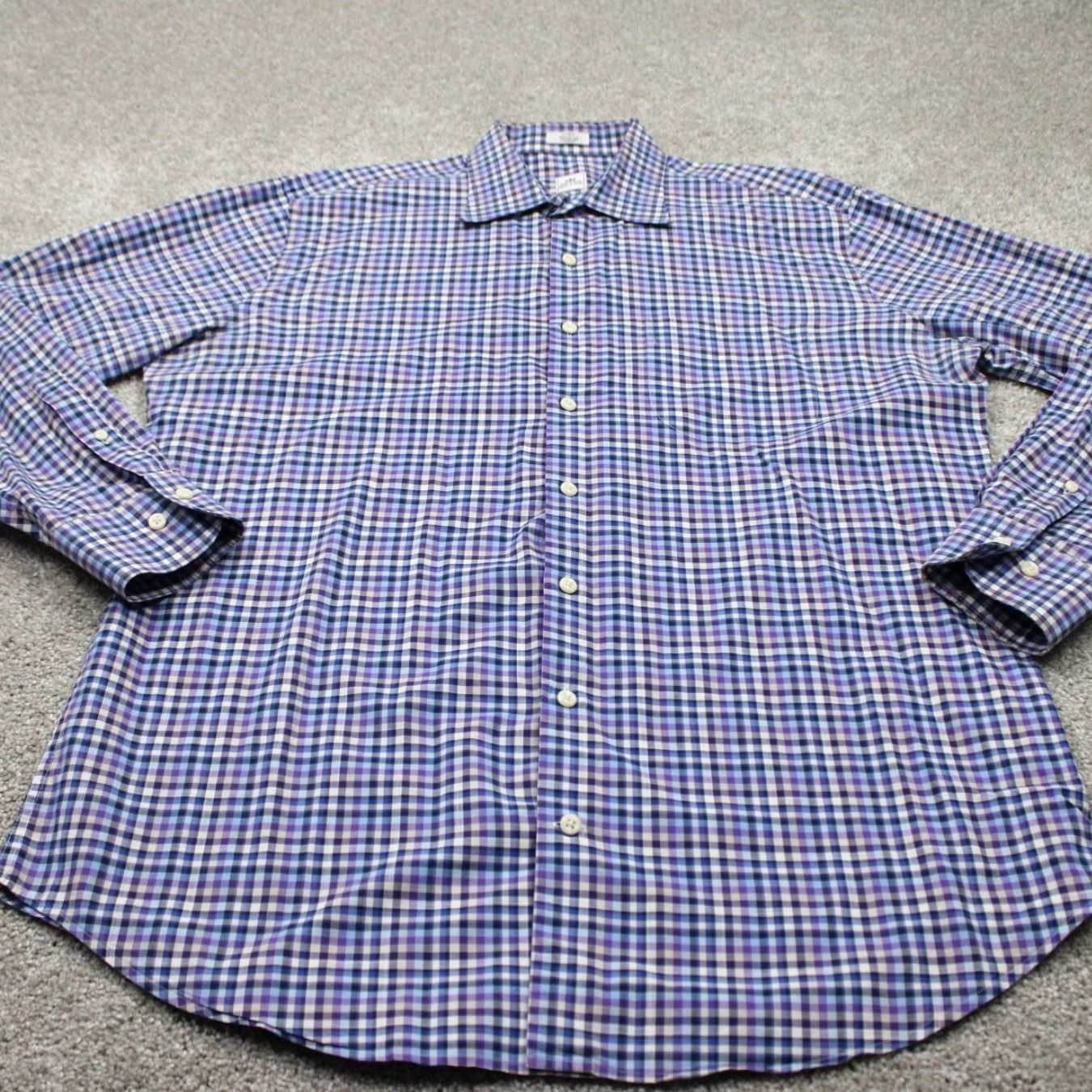 Peter Millar Peter Millar Shirt Mens Large Blue/Purple/Black/White 100% Cotton L/S Button Up Size US L / EU 52-54 / 3 - 3 Thumbnail